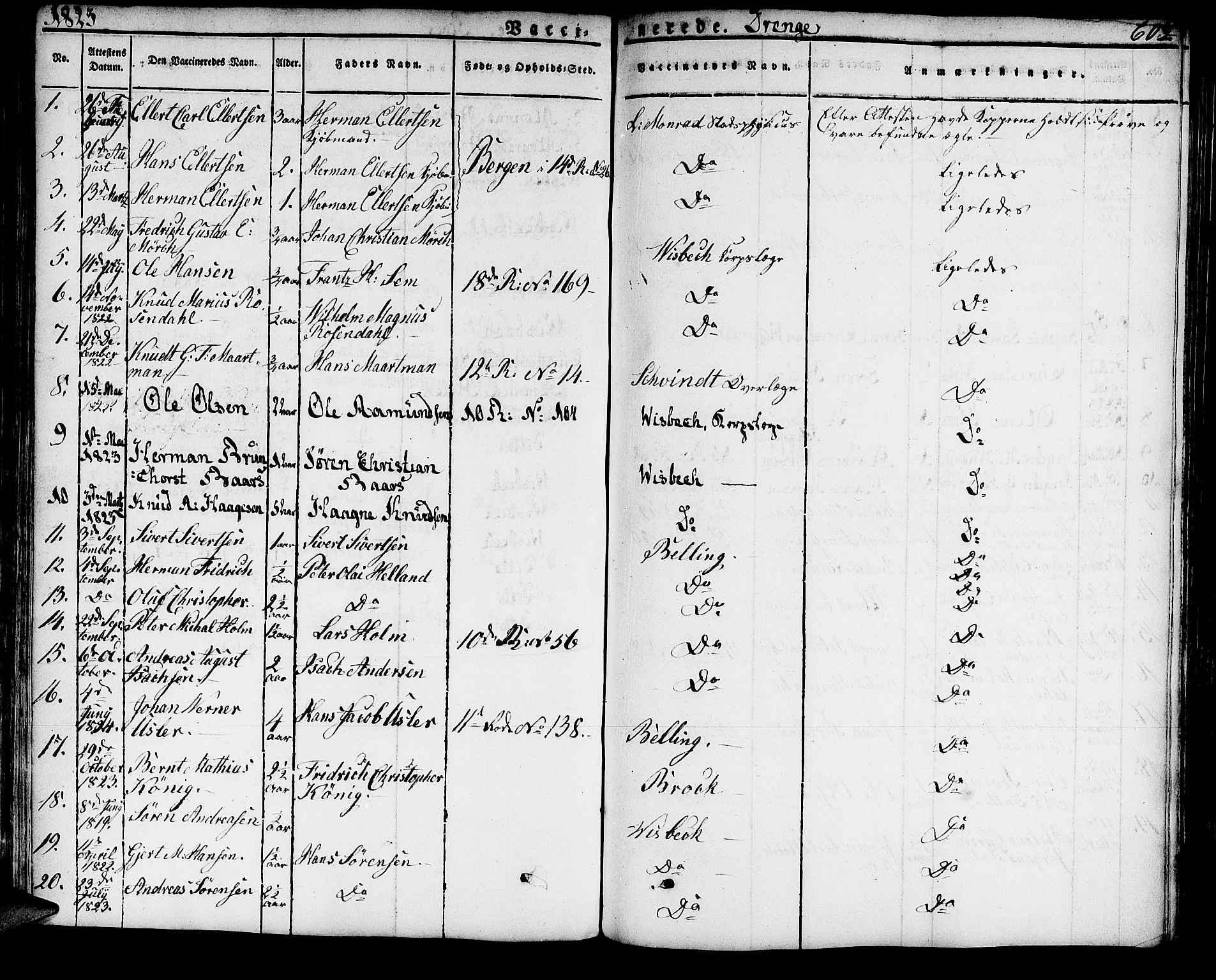 Domkirken sokneprestembete, SAB/A-74801/H/Haa/L0012: Parish register (official) no. A 12, 1821-1840, p. 602