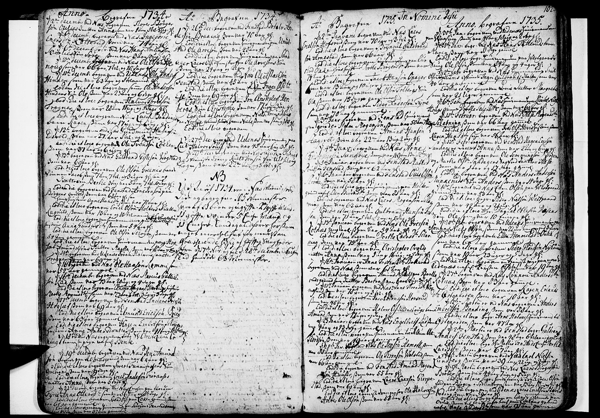 Nes prestekontor Kirkebøker, AV/SAO-A-10410/F/Fa/L0003: Parish register (official) no. I 3, 1734-1781, p. 102