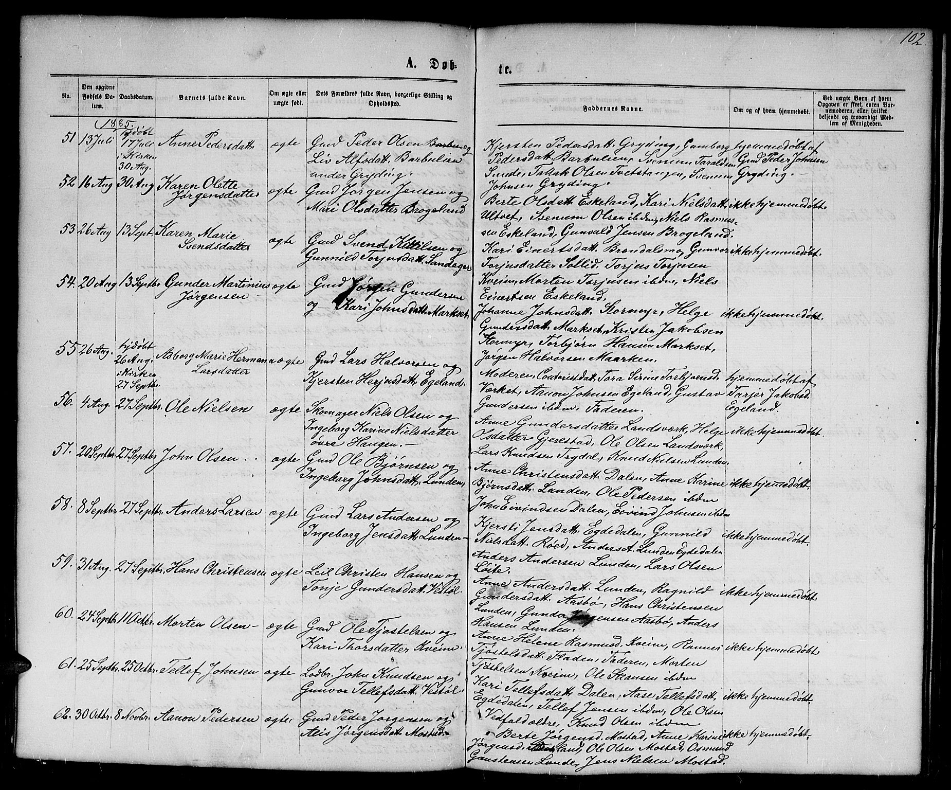 Gjerstad sokneprestkontor, AV/SAK-1111-0014/F/Fb/Fba/L0006: Parish register (copy) no. B 6, 1868-1890, p. 102