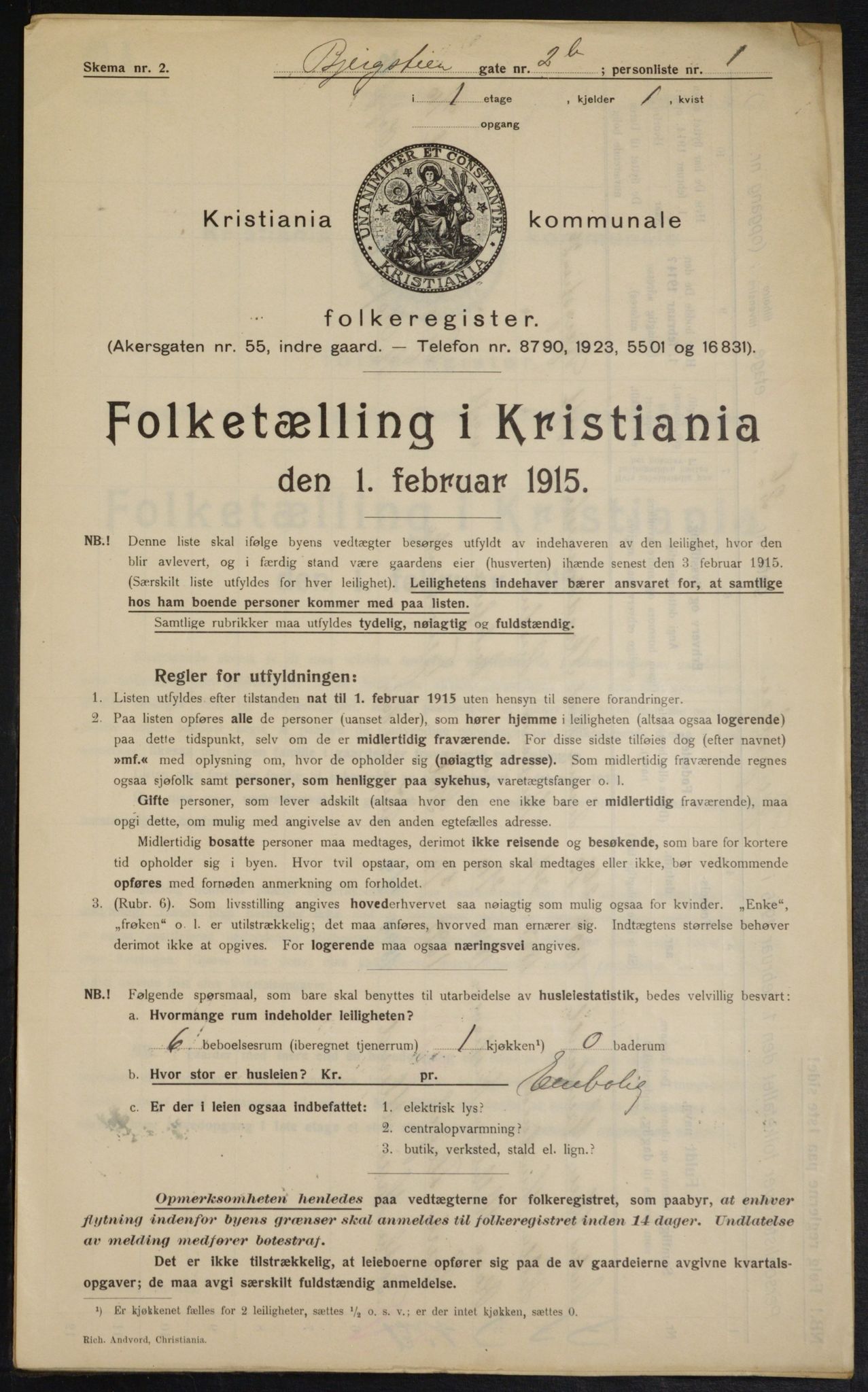 OBA, Municipal Census 1915 for Kristiania, 1915, p. 4376