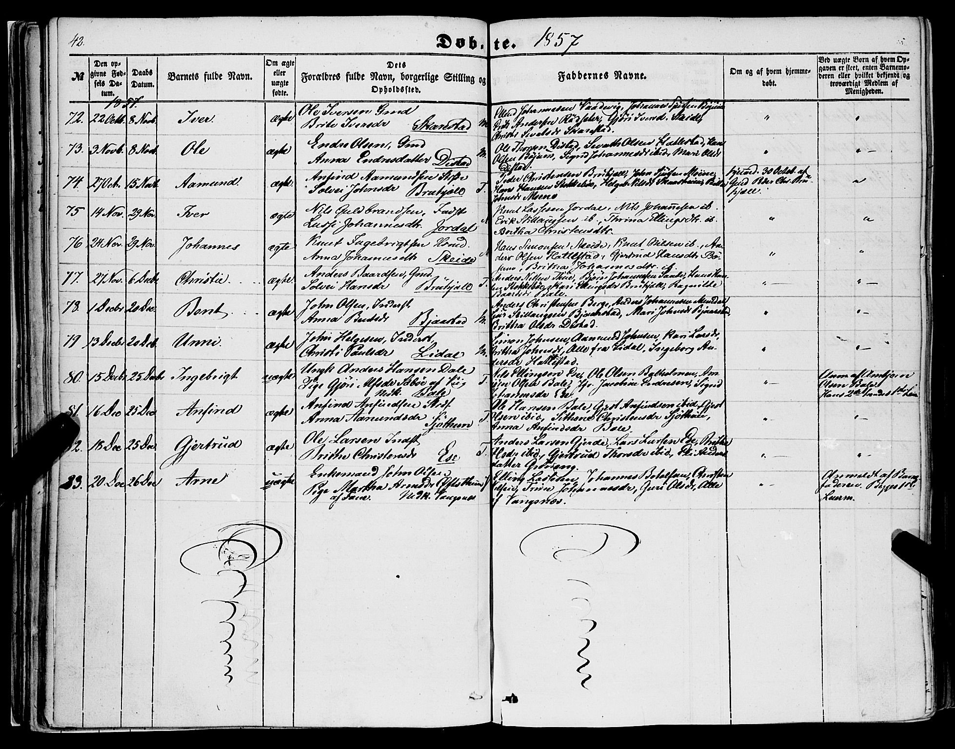 Balestrand sokneprestembete, AV/SAB-A-79601/H/Haa/Haaa/L0002: Parish register (official) no. A 2, 1847-1866, p. 42