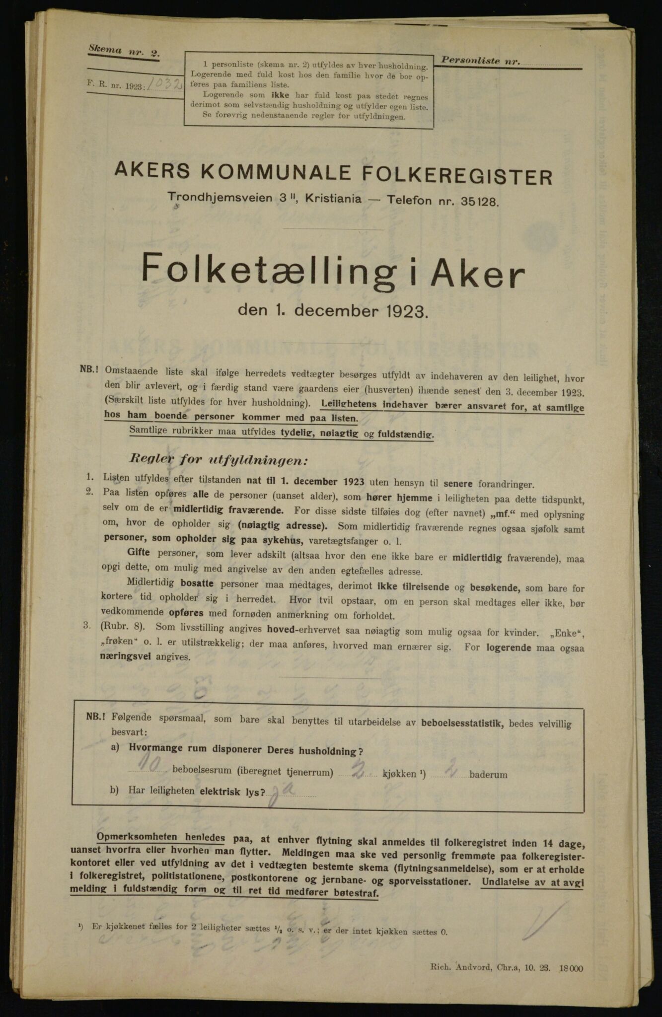 , Municipal Census 1923 for Aker, 1923, p. 42767