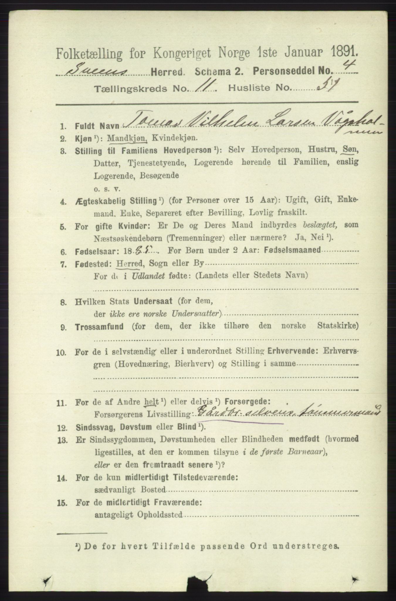 RA, 1891 census for 1216 Sveio, 1891, p. 3386