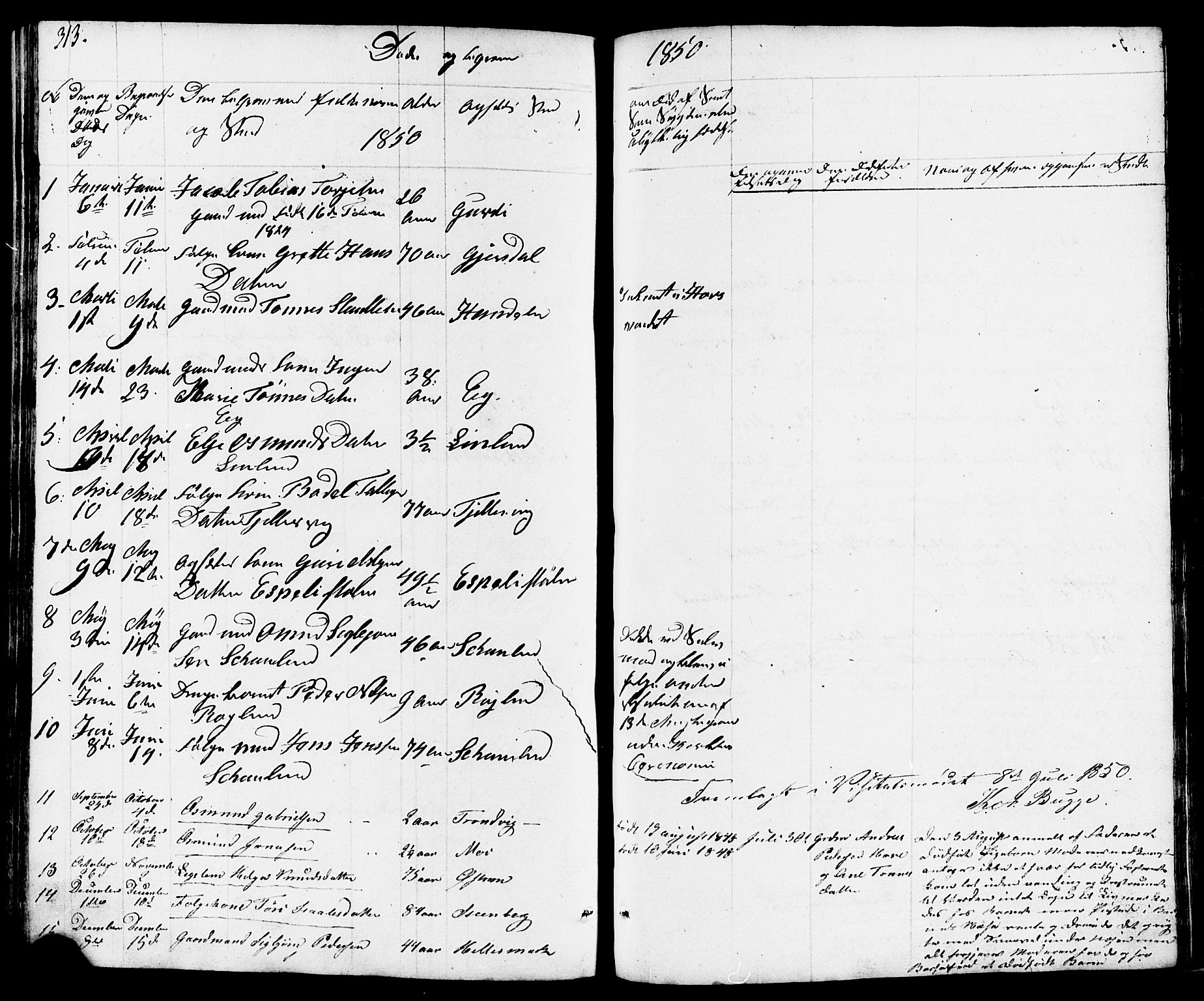 Lund sokneprestkontor, AV/SAST-A-101809/S07/L0003: Parish register (copy) no. B 3, 1848-1885, p. 313