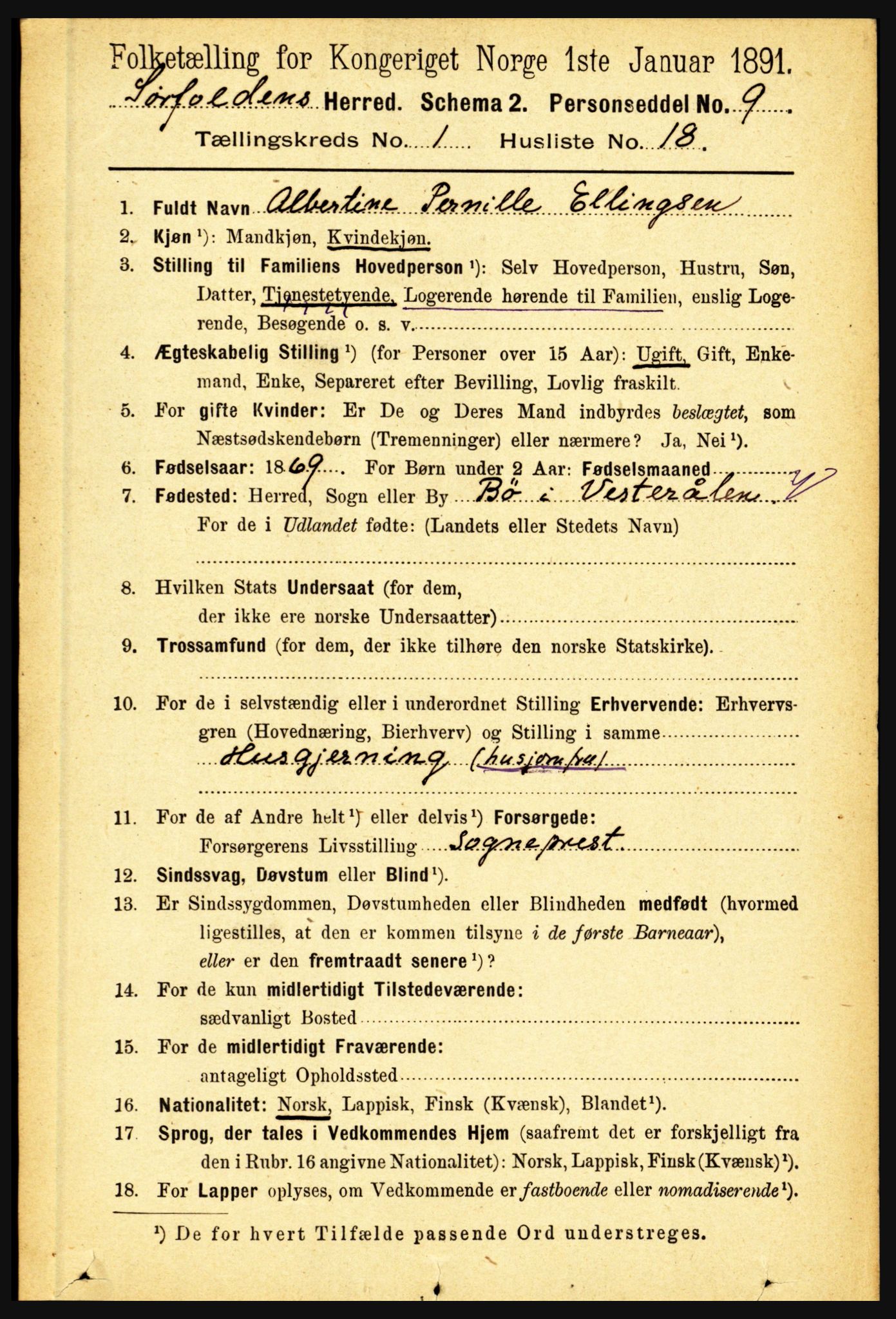 RA, 1891 census for 1845 Sørfold, 1891, p. 165