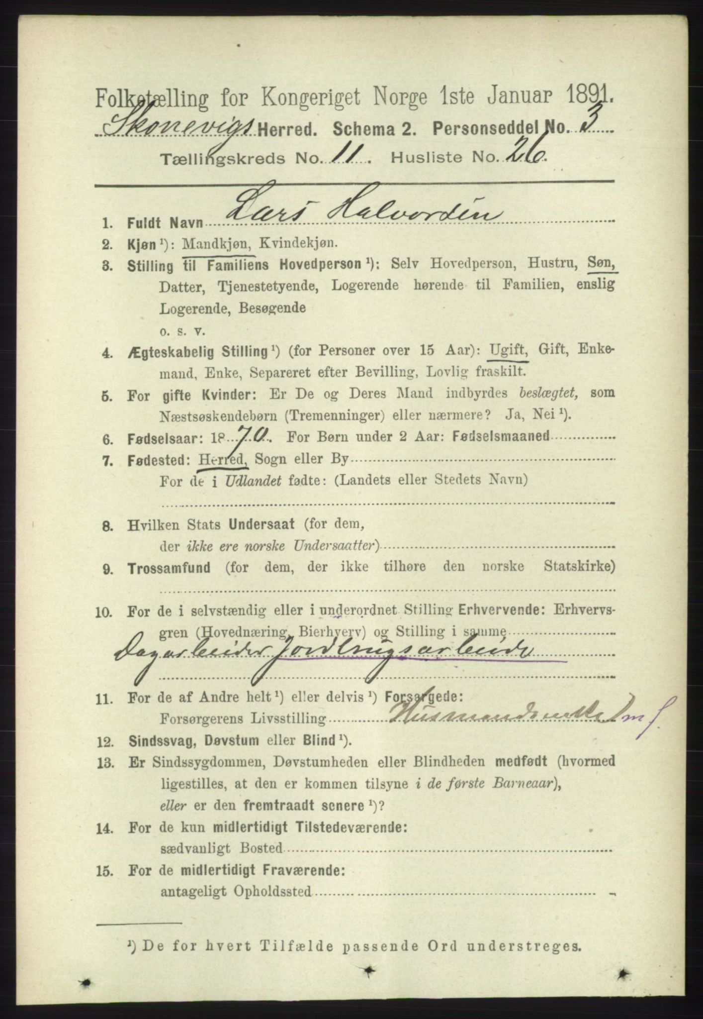 RA, 1891 census for 1212 Skånevik, 1891, p. 3485