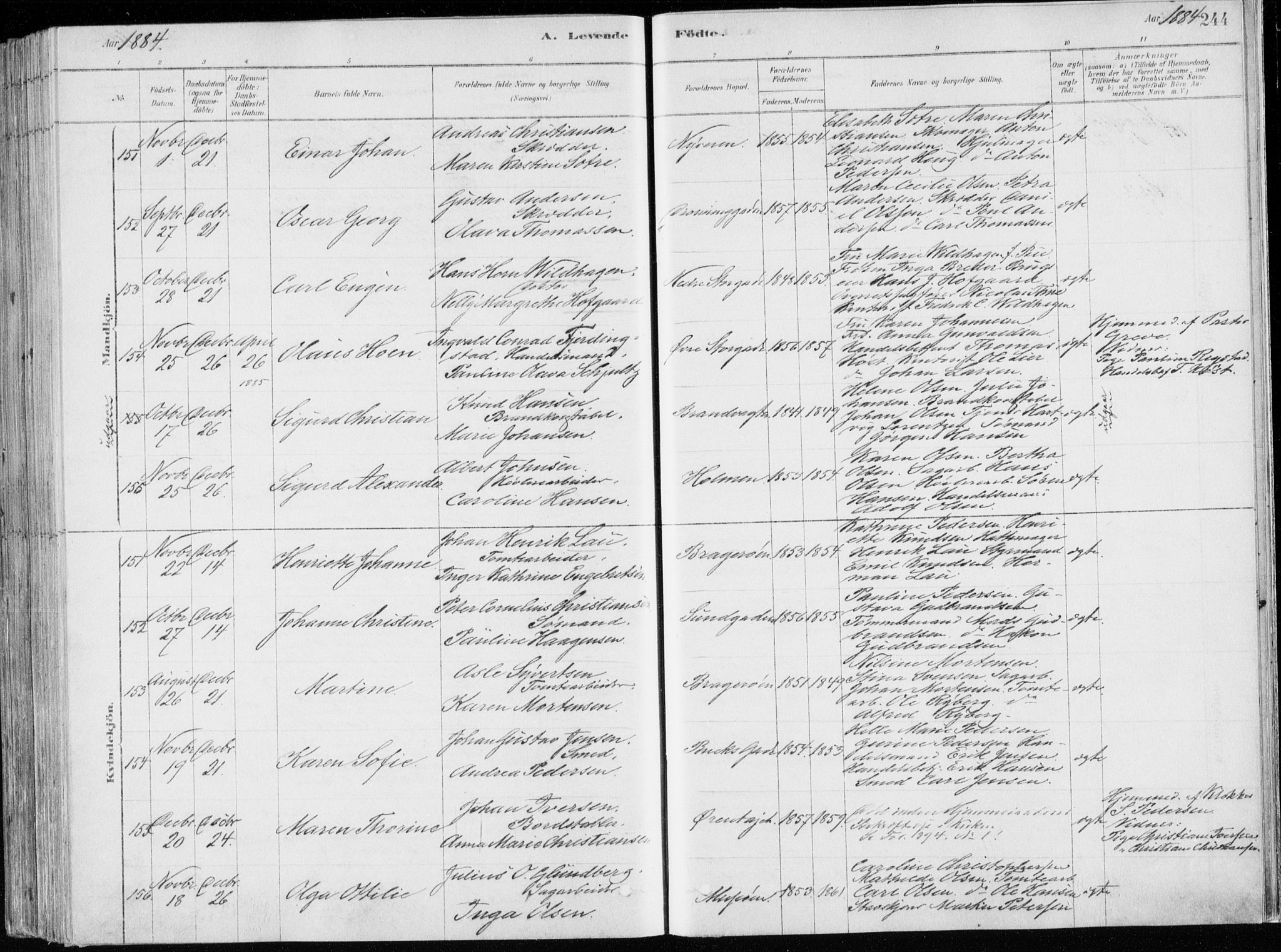 Bragernes kirkebøker, AV/SAKO-A-6/F/Fb/L0006a: Parish register (official) no. II 6A, 1878-1885, p. 244