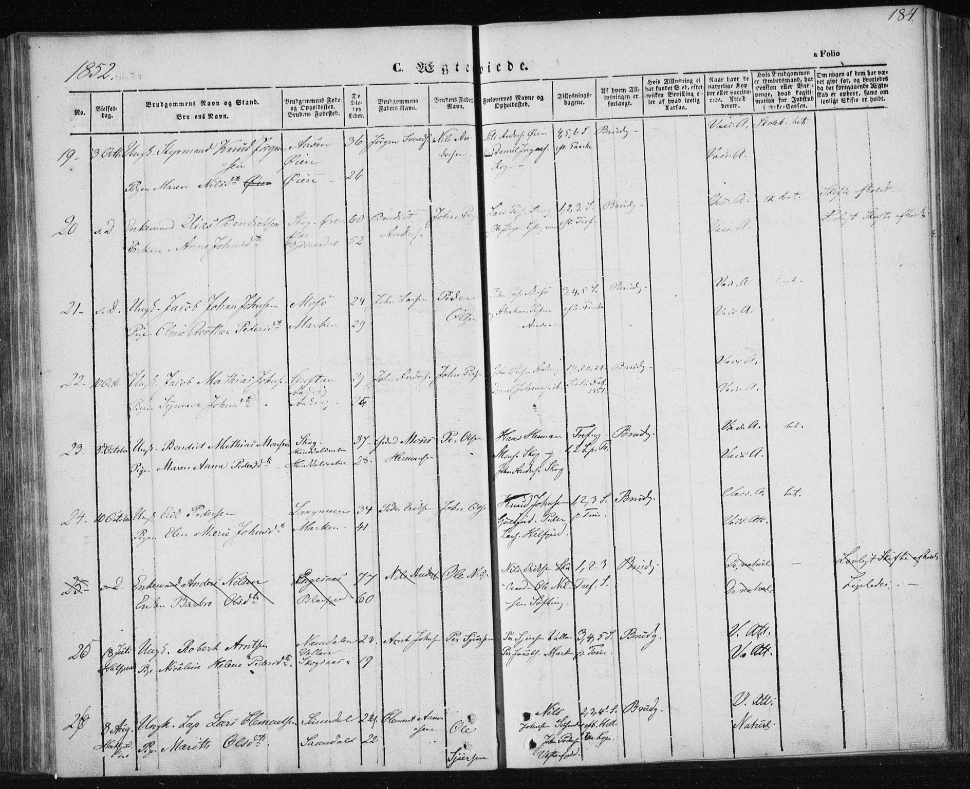 Ministerialprotokoller, klokkerbøker og fødselsregistre - Nordland, AV/SAT-A-1459/820/L0291: Parish register (official) no. 820A12, 1846-1854, p. 184