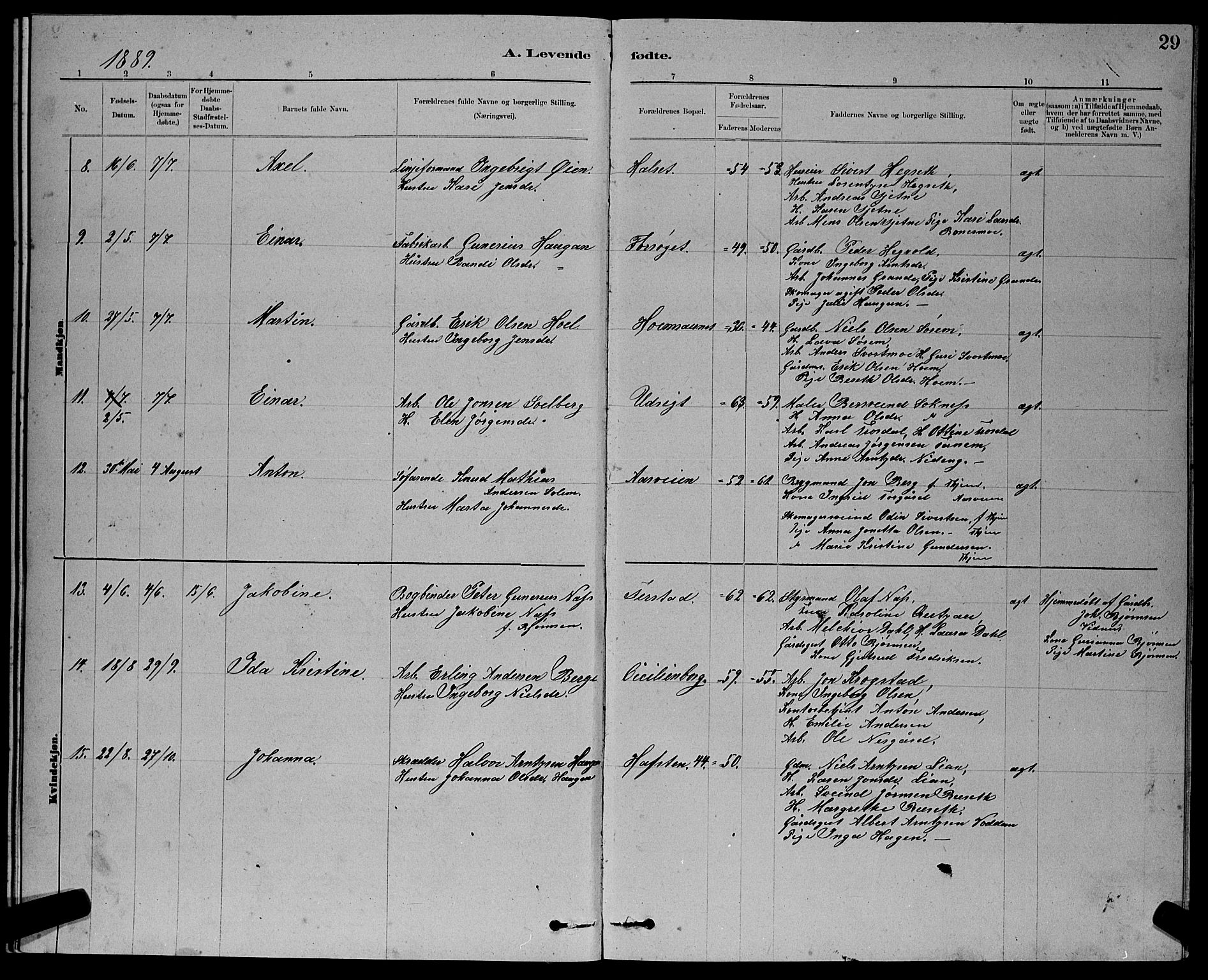 Ministerialprotokoller, klokkerbøker og fødselsregistre - Sør-Trøndelag, SAT/A-1456/611/L0354: Parish register (copy) no. 611C02, 1881-1896, p. 29