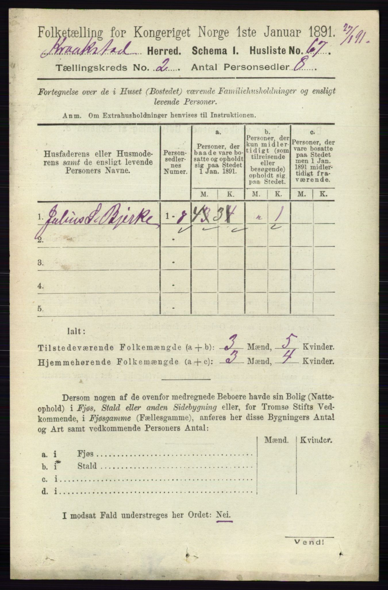 RA, 1891 census for 0212 Kråkstad, 1891, p. 741