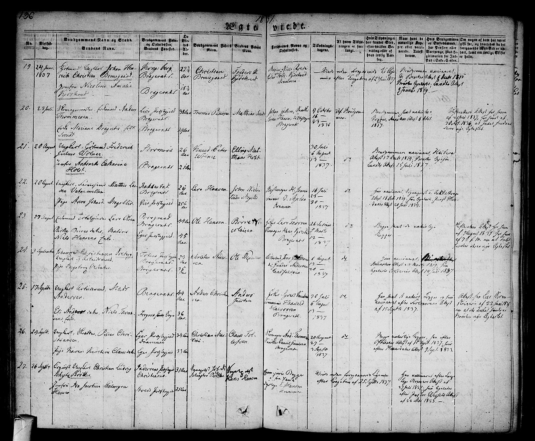 Bragernes kirkebøker, AV/SAKO-A-6/F/Fc/L0001: Parish register (official) no. III 1, 1830-1853, p. 136