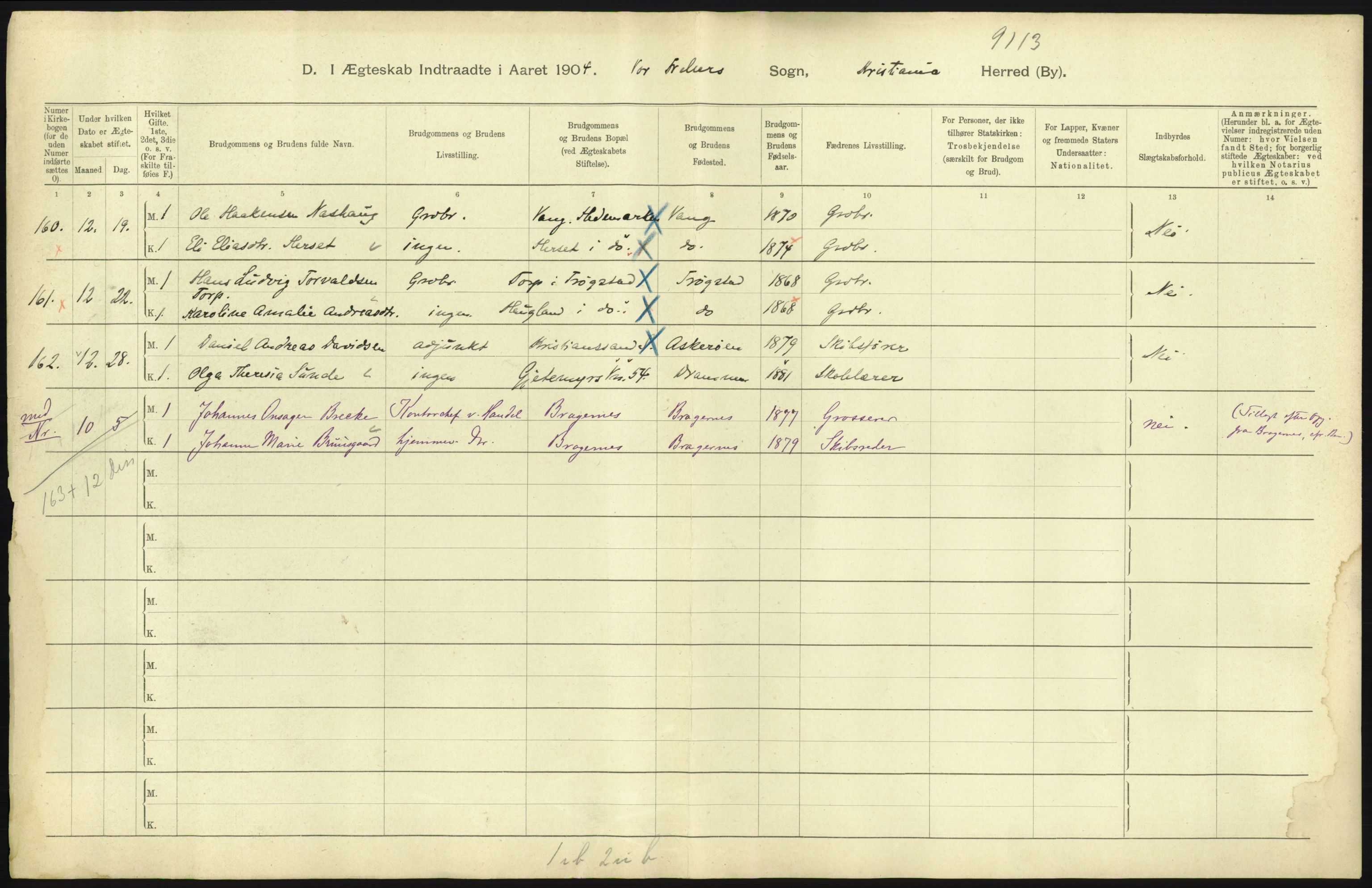 Statistisk sentralbyrå, Sosiodemografiske emner, Befolkning, RA/S-2228/D/Df/Dfa/Dfab/L0004: Kristiania: Gifte, døde, 1904, p. 245