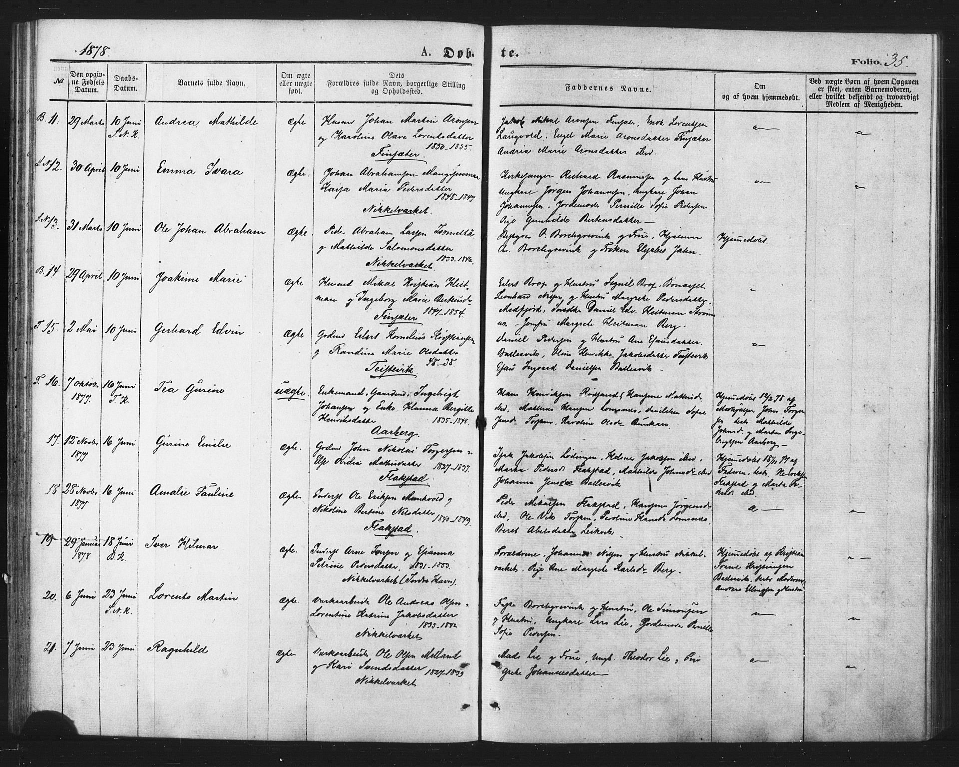 Berg sokneprestkontor, AV/SATØ-S-1318/G/Ga/Gaa/L0003kirke: Parish register (official) no. 3, 1872-1879, p. 35