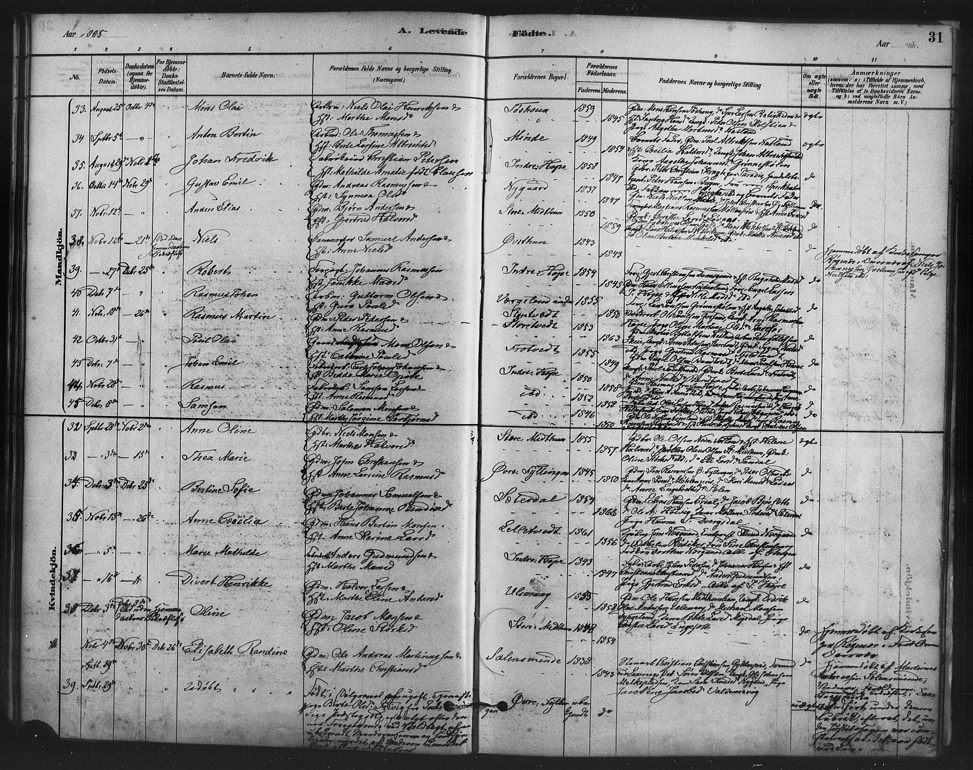 Fana Sokneprestembete, SAB/A-75101/H/Haa/Haai/L0001: Parish register (official) no. I 1, 1878-1888, p. 31