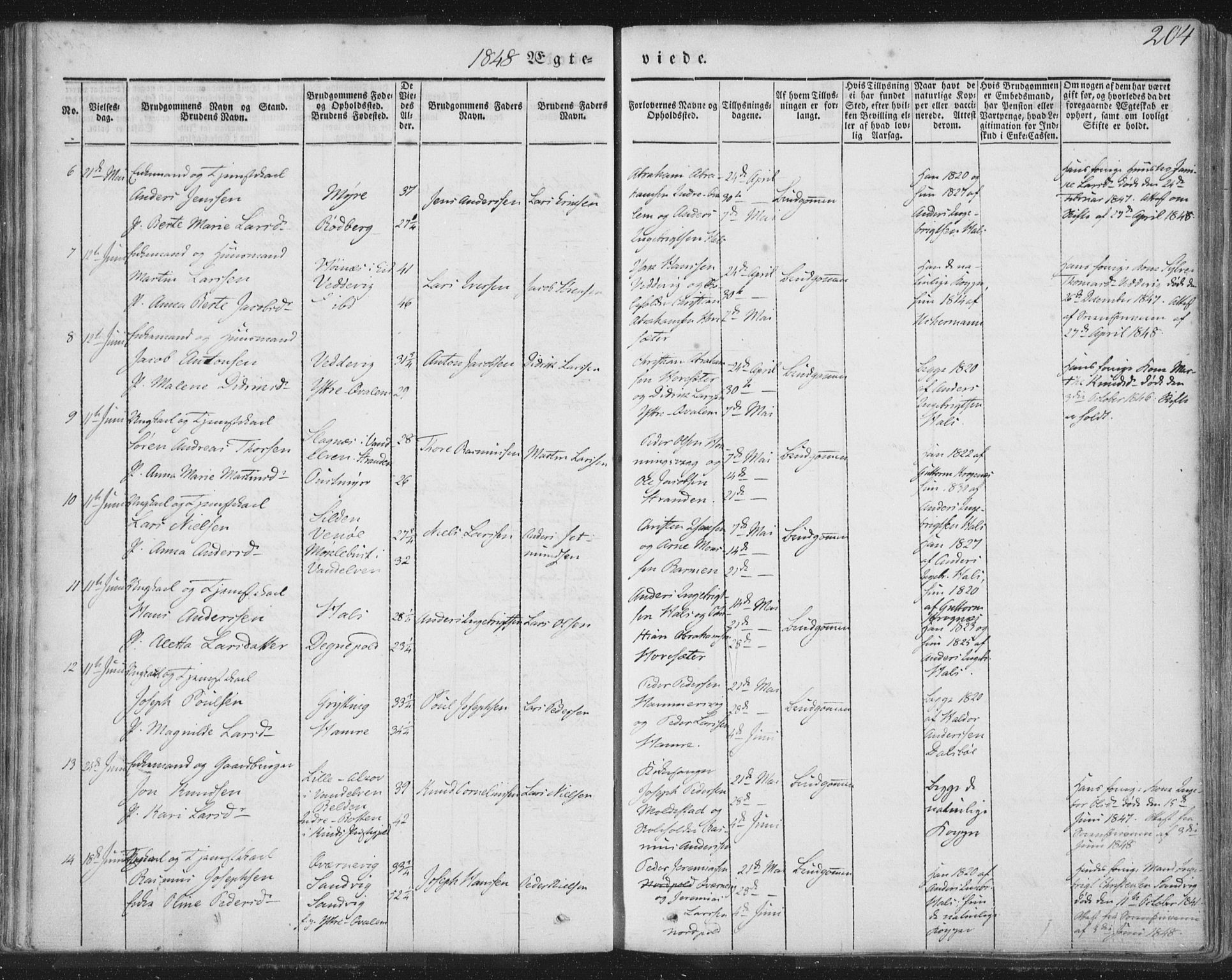 Selje sokneprestembete, AV/SAB-A-99938/H/Ha/Haa/Haaa: Parish register (official) no. A 10, 1844-1858, p. 204