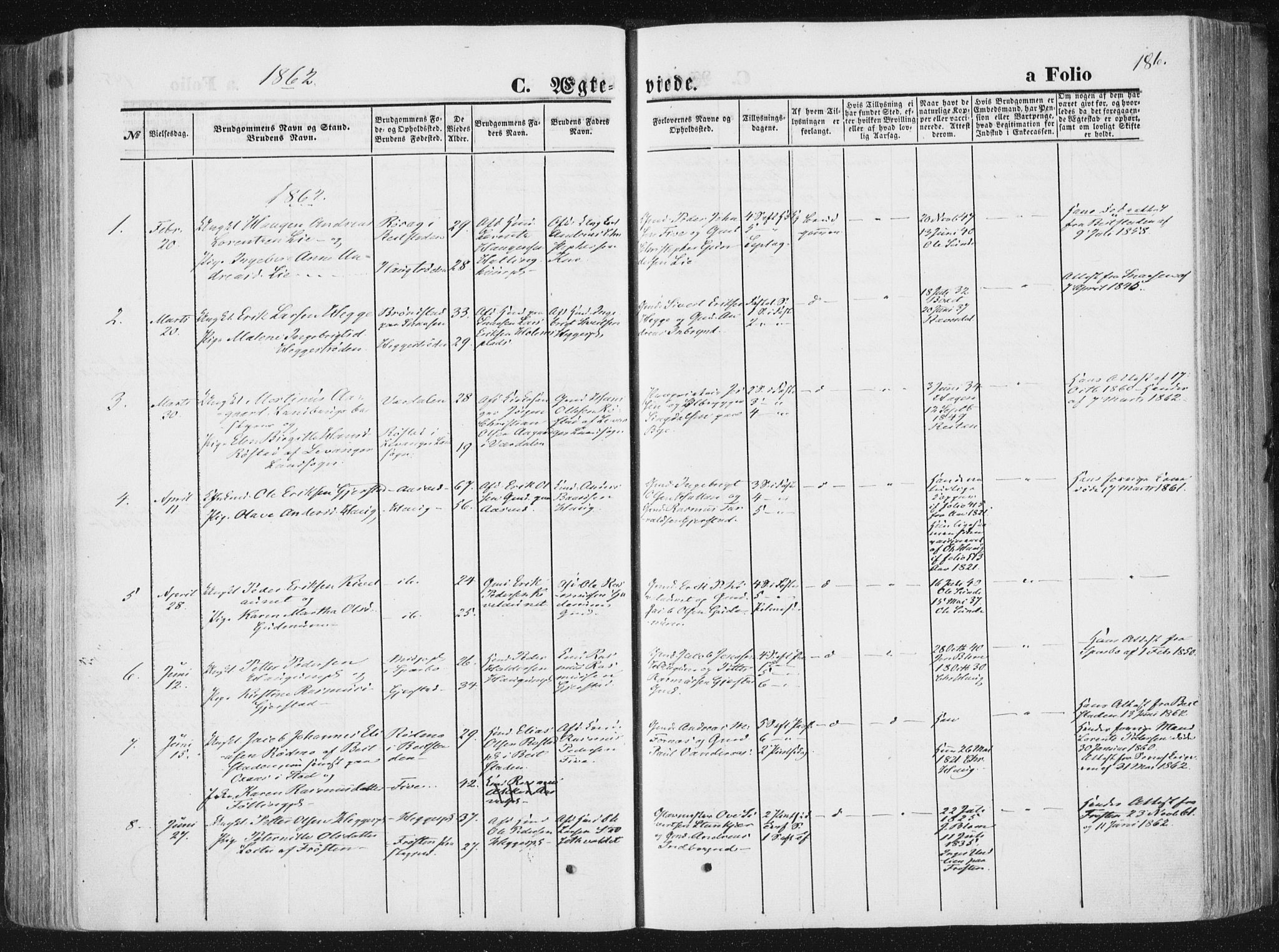 Ministerialprotokoller, klokkerbøker og fødselsregistre - Nord-Trøndelag, SAT/A-1458/746/L0447: Parish register (official) no. 746A06, 1860-1877, p. 186