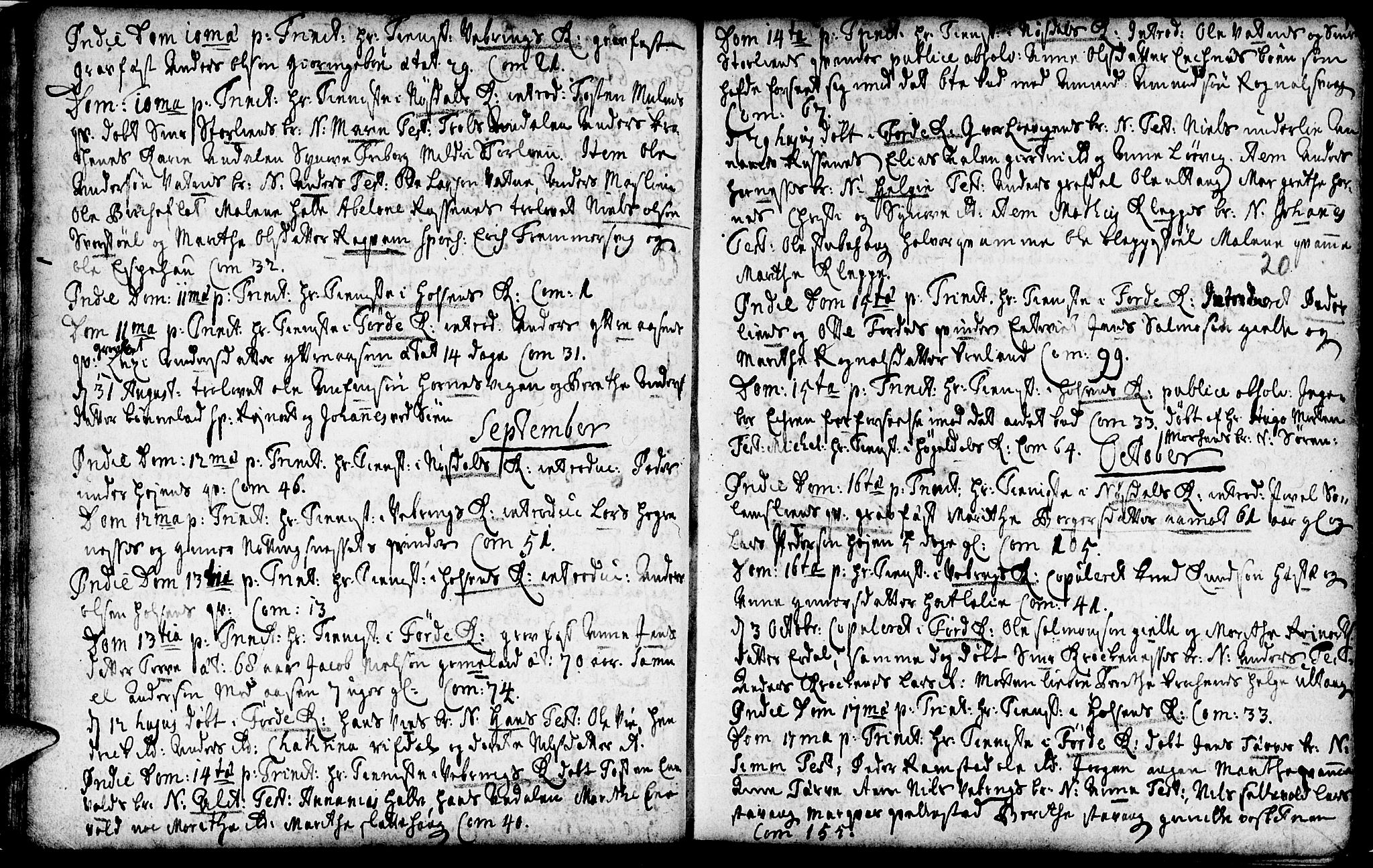 Førde sokneprestembete, SAB/A-79901/H/Haa/Haaa/L0002: Parish register (official) no. A 2, 1728-1748, p. 20