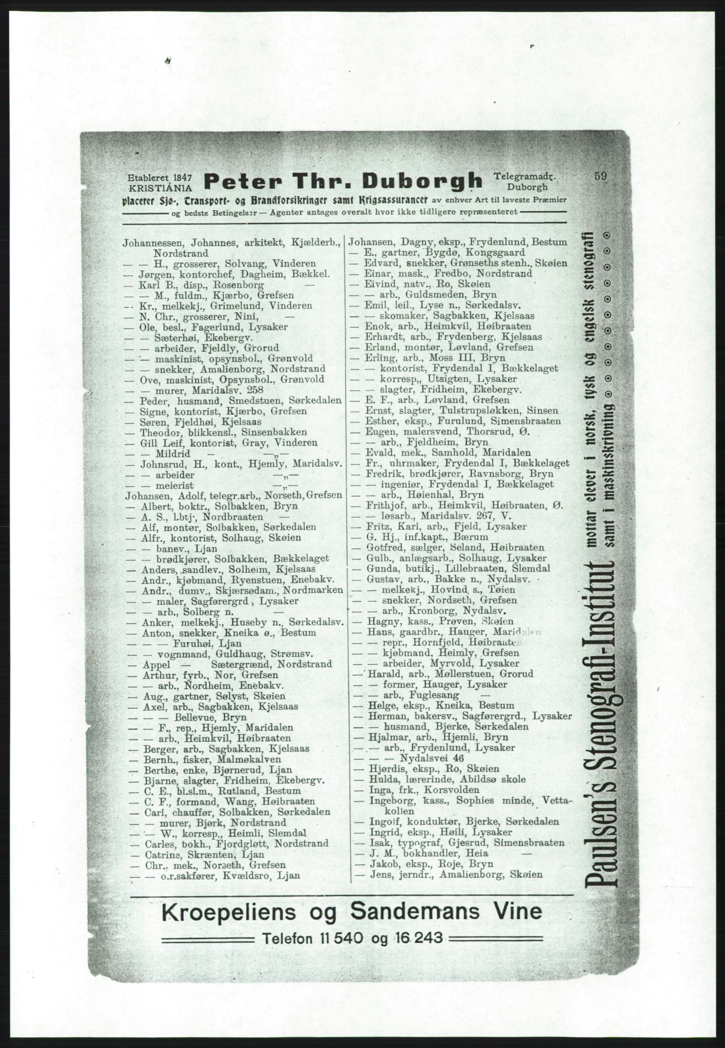 Aker adressebok/adressekalender, PUBL/001/A/001: Akers adressebok, 1916-1917, p. 59