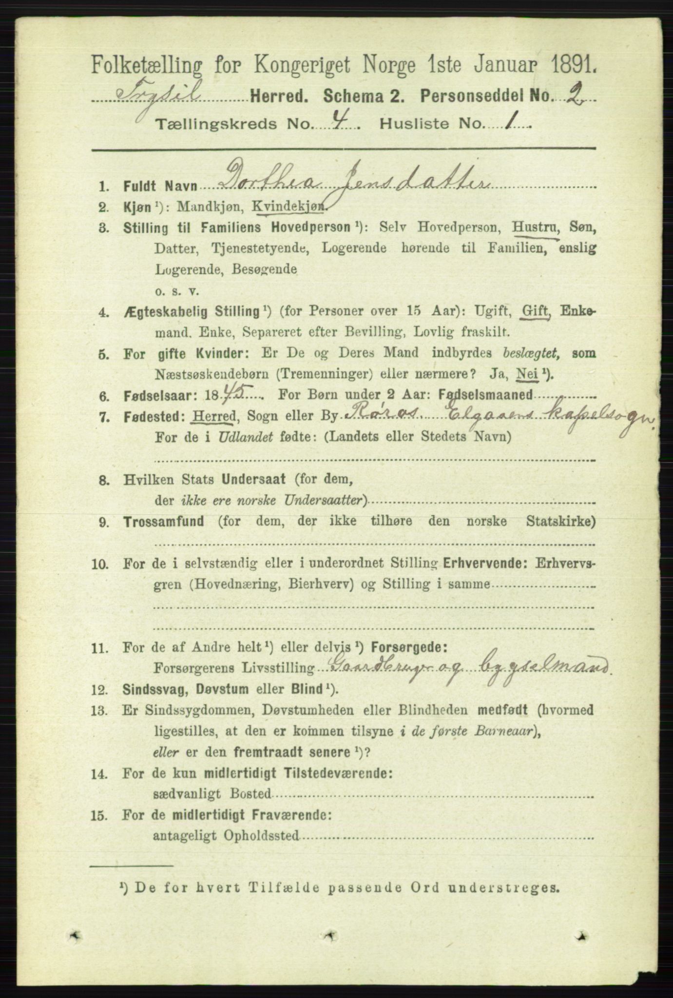 RA, 1891 census for 0428 Trysil, 1891, p. 1840