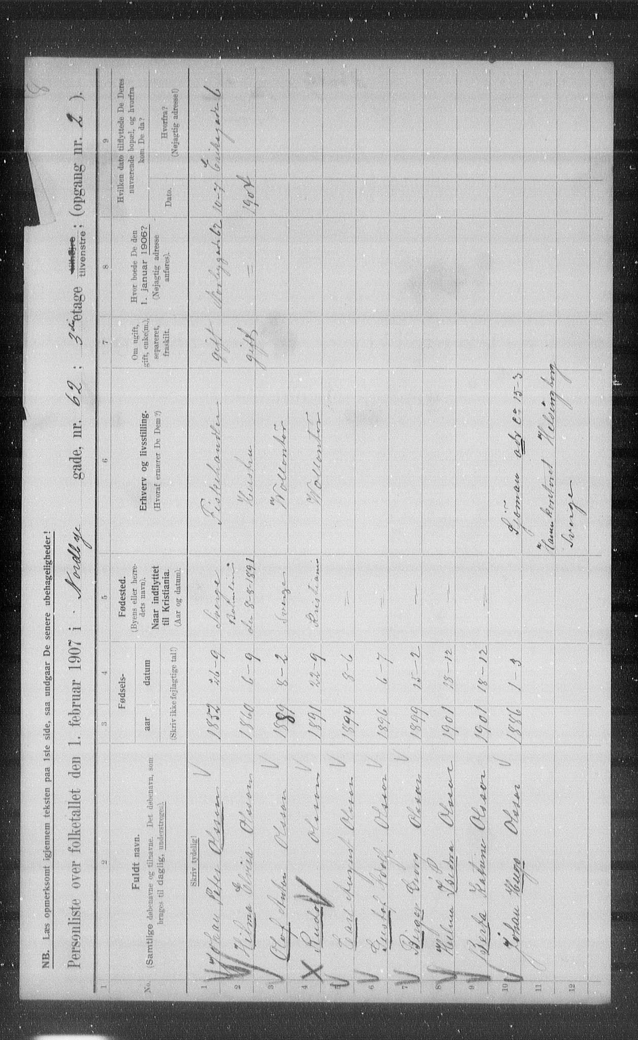 OBA, Municipal Census 1907 for Kristiania, 1907, p. 36959