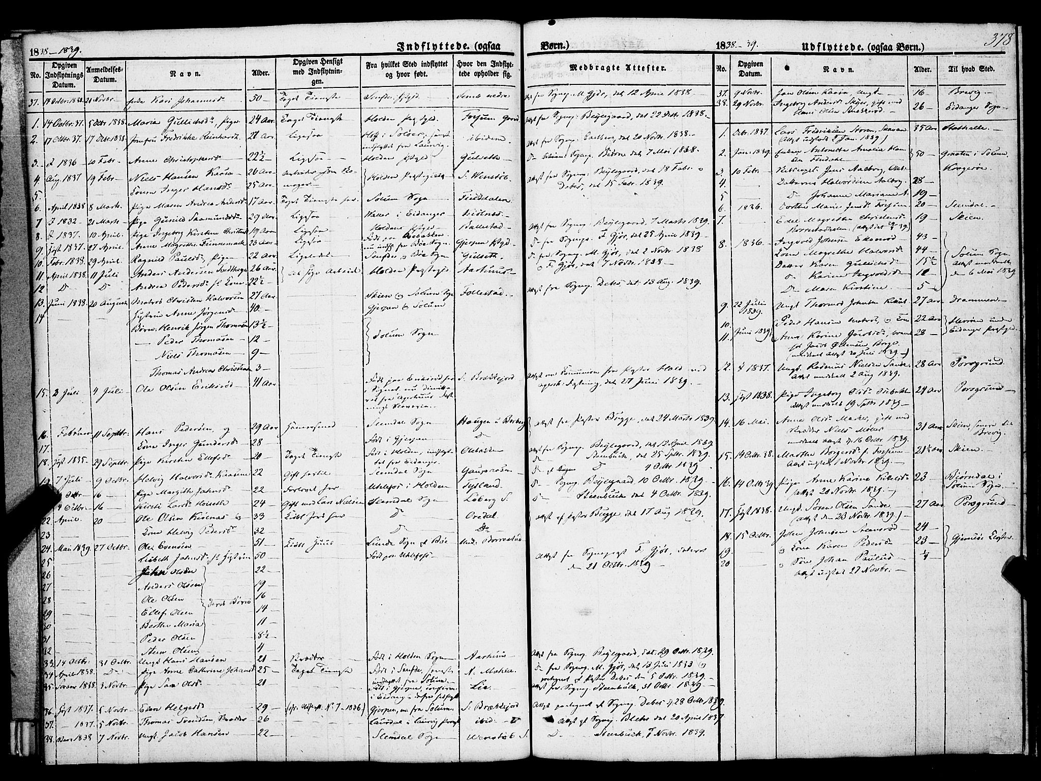 Gjerpen kirkebøker, SAKO/A-265/F/Fa/L0007b: Parish register (official) no. I 7B, 1834-1857, p. 378