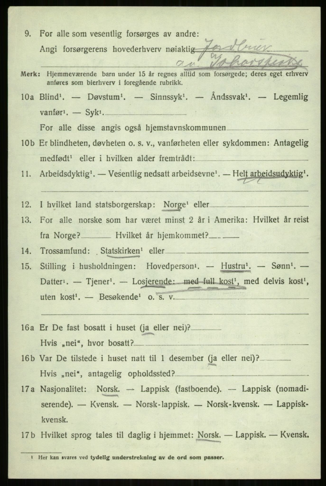 SATØ, 1920 census for Balsfjord, 1920, p. 4459