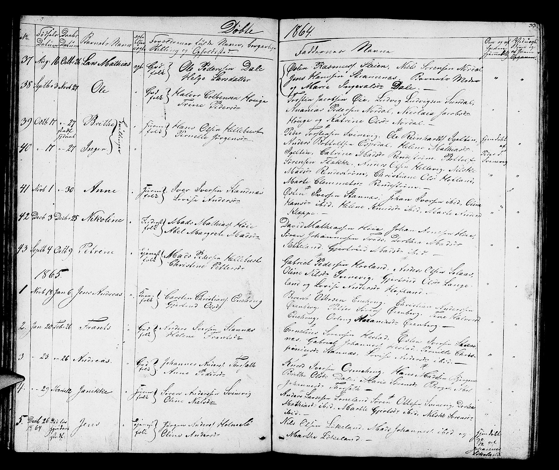 Fjaler sokneprestembete, AV/SAB-A-79801/H/Hab/Habc/L0001: Parish register (copy) no. C 1, 1852-1878, p. 33