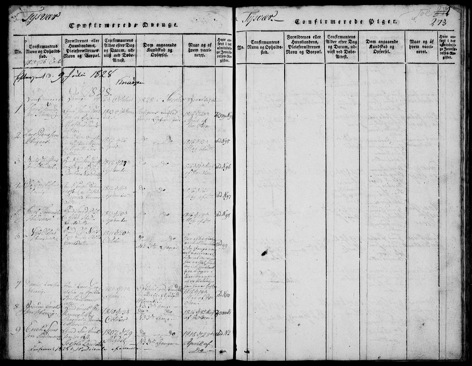 Skjold sokneprestkontor, AV/SAST-A-101847/H/Ha/Hab/L0002: Parish register (copy) no. B 2 /1, 1815-1830, p. 273