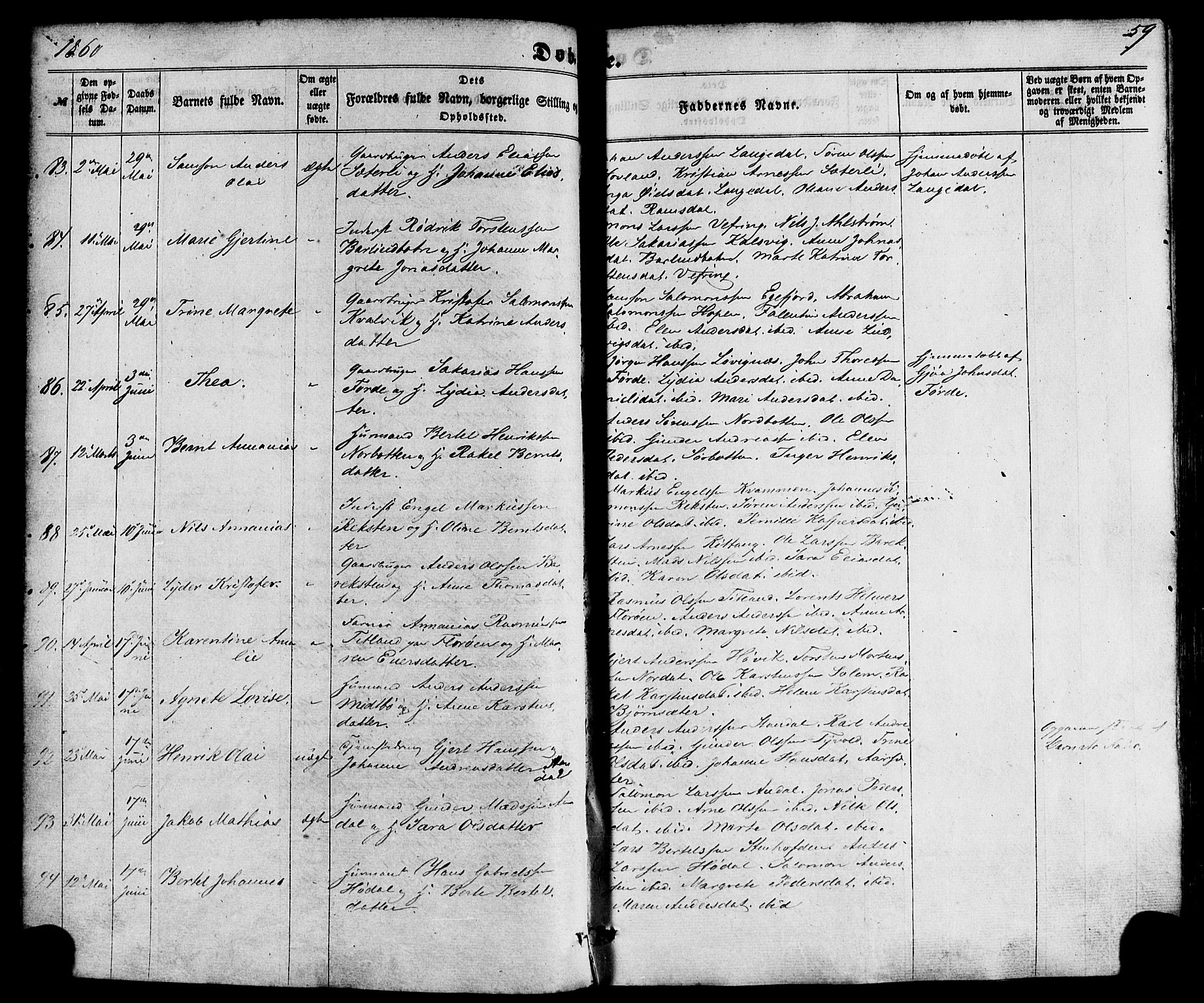 Kinn sokneprestembete, AV/SAB-A-80801/H/Haa/Haaa/L0006: Parish register (official) no. A 6, 1857-1885, p. 59
