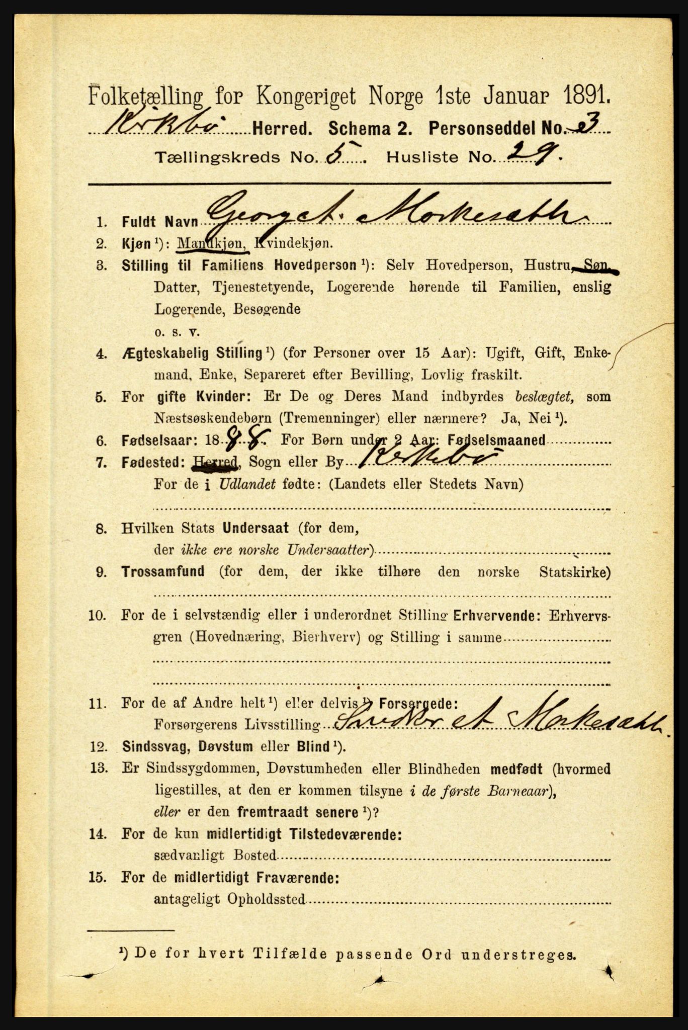 RA, 1891 census for 1416 Kyrkjebø, 1891, p. 1223