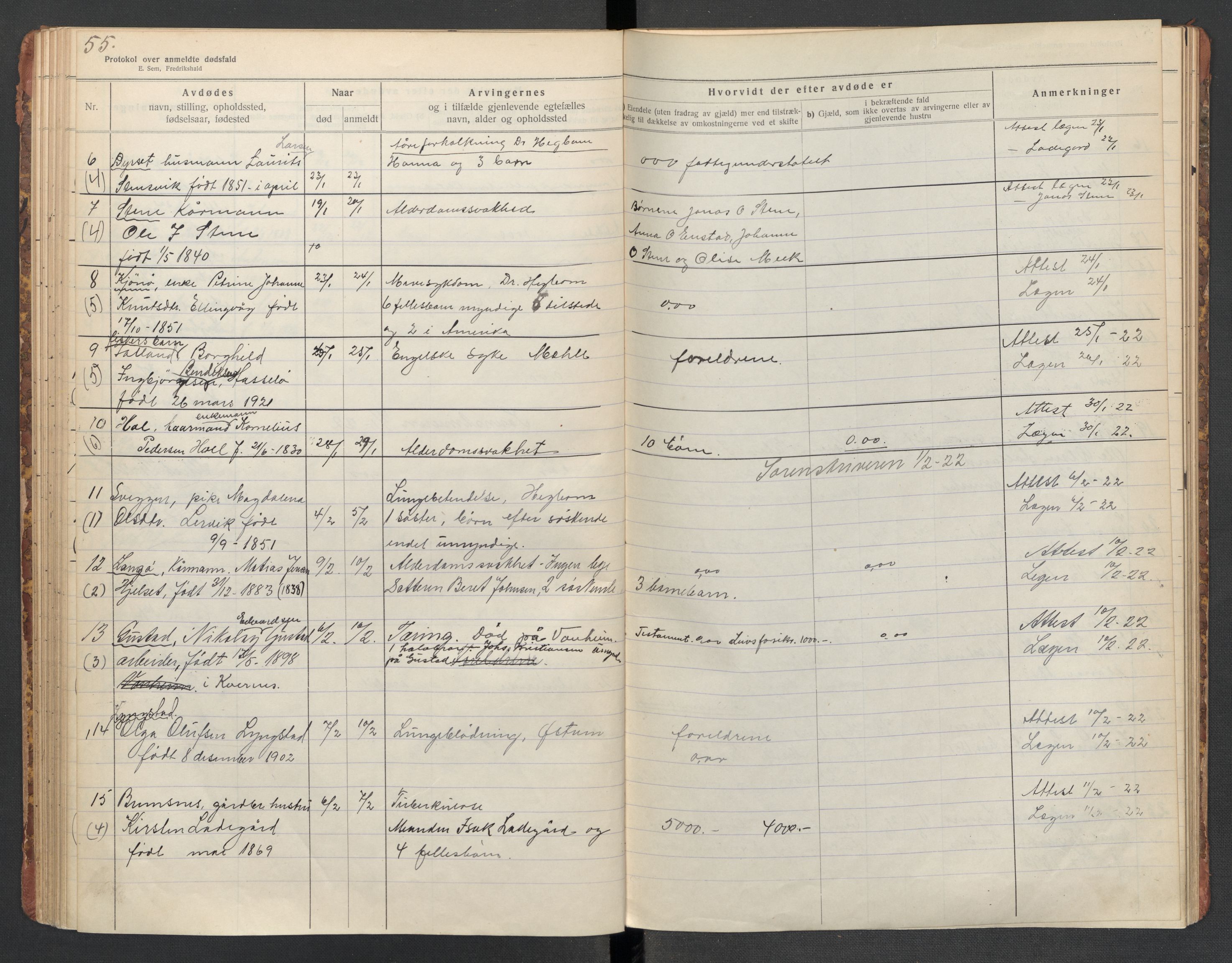 Kvernes lensmannskontor, AV/SAT-A-5876/1/2/L0038: Dødsfallsprotokoll, 1918-1924