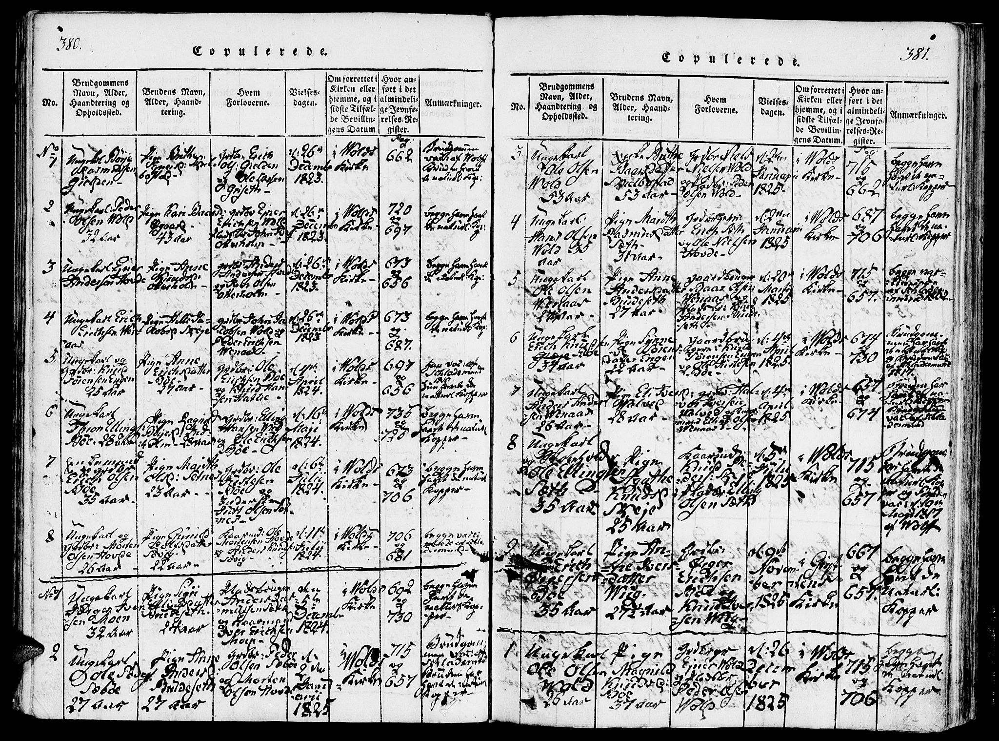 Ministerialprotokoller, klokkerbøker og fødselsregistre - Møre og Romsdal, SAT/A-1454/543/L0561: Parish register (official) no. 543A01, 1818-1853, p. 380-381