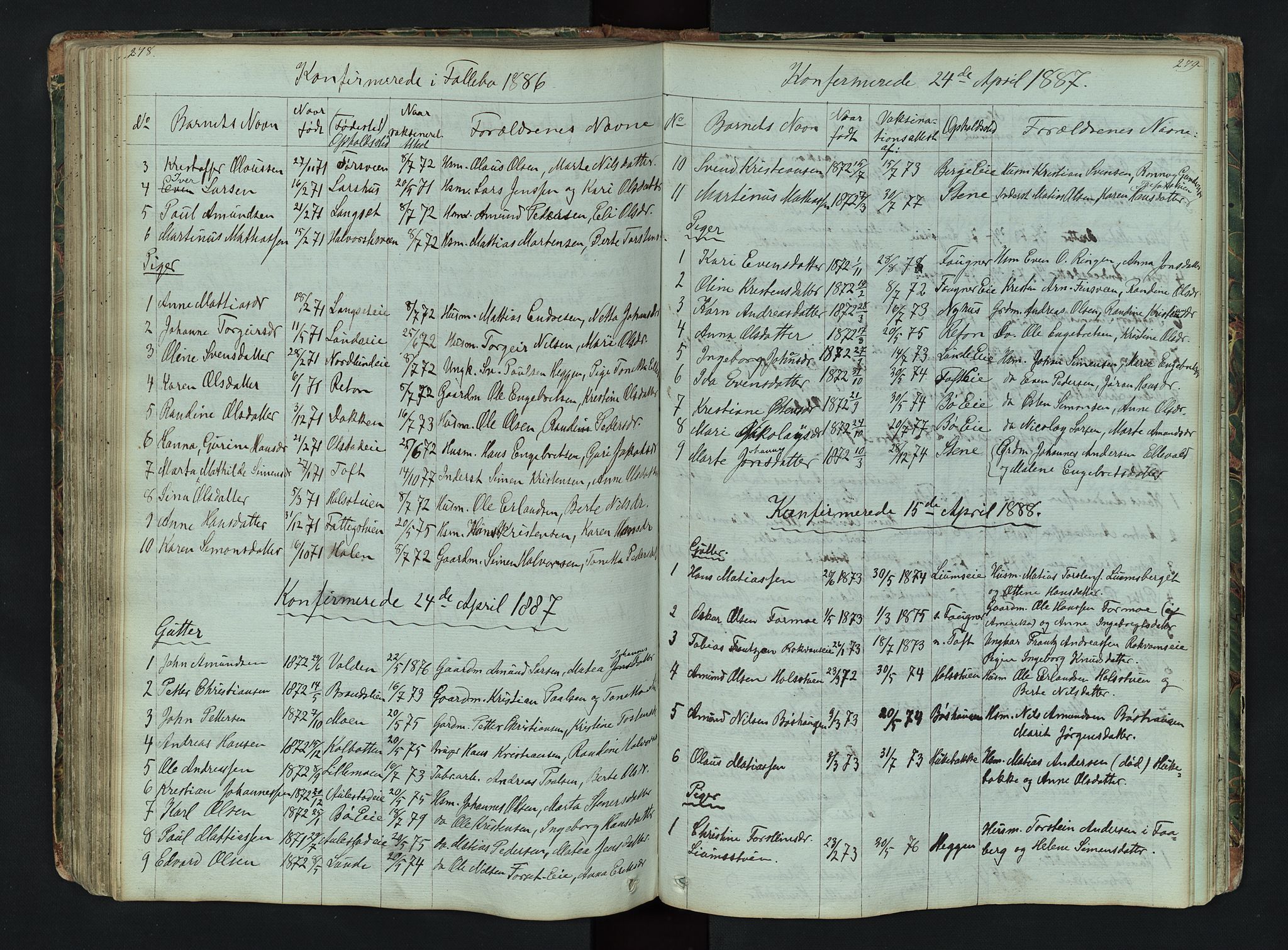 Gausdal prestekontor, SAH/PREST-090/H/Ha/Hab/L0006: Parish register (copy) no. 6, 1846-1893, p. 278-279