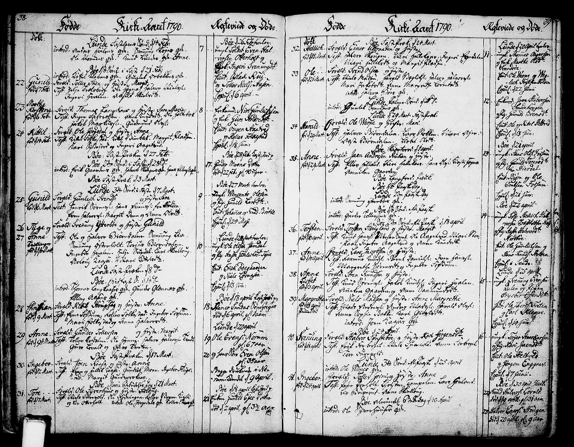 Bø kirkebøker, SAKO/A-257/F/Fa/L0005: Parish register (official) no. 5, 1785-1815, p. 38-39