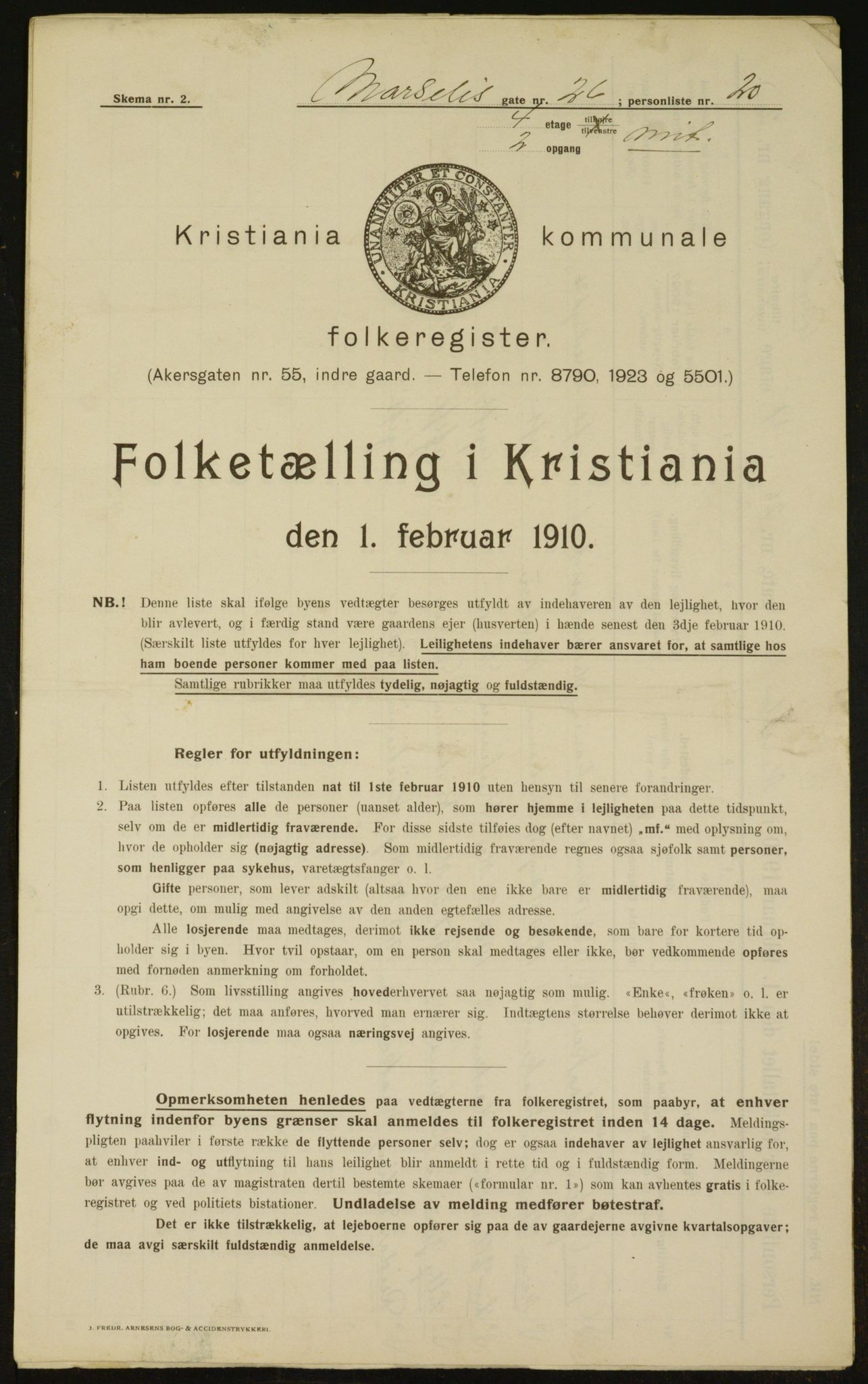 OBA, Municipal Census 1910 for Kristiania, 1910, p. 62330