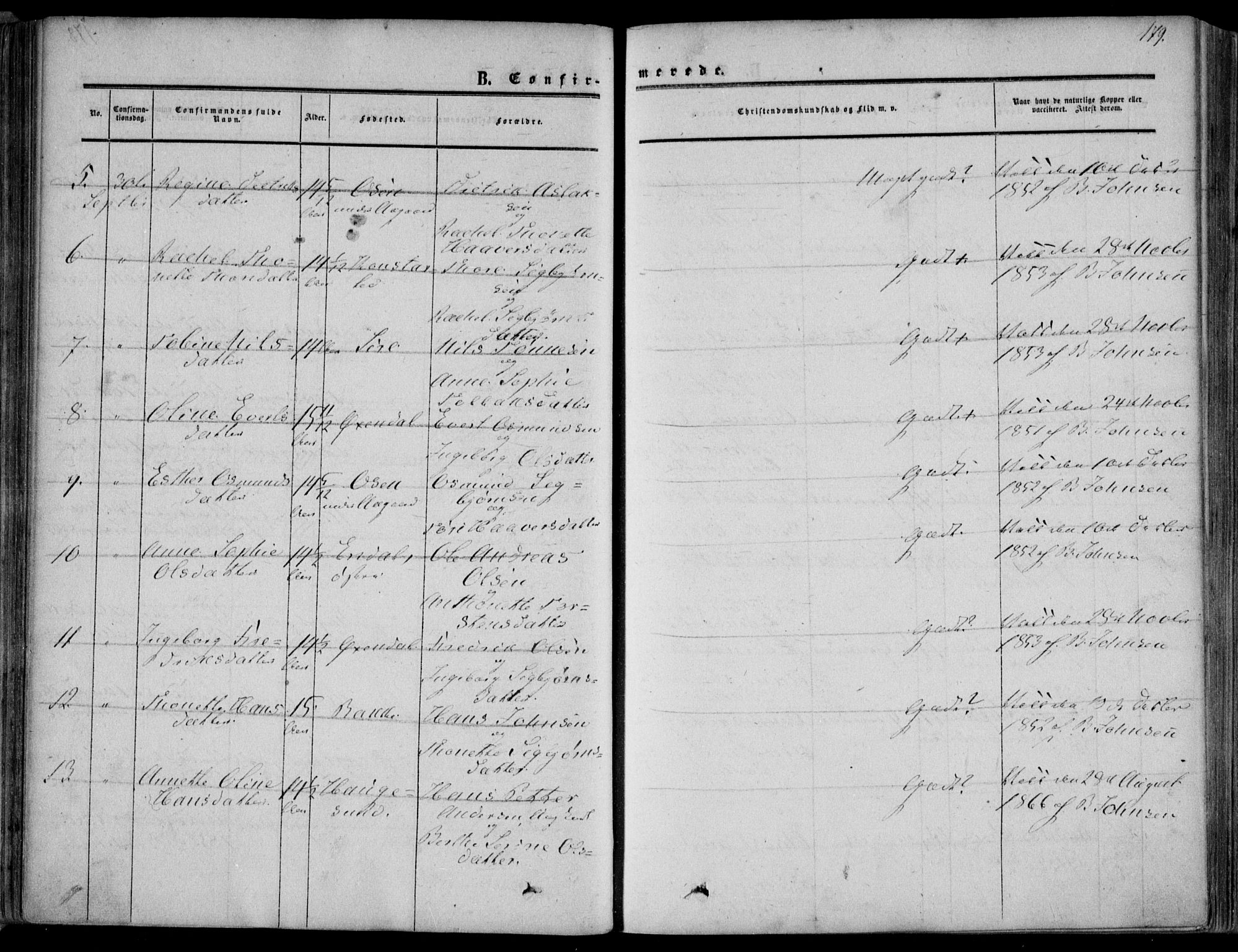 Bakke sokneprestkontor, AV/SAK-1111-0002/F/Fa/Faa/L0006: Parish register (official) no. A 6, 1855-1877, p. 179