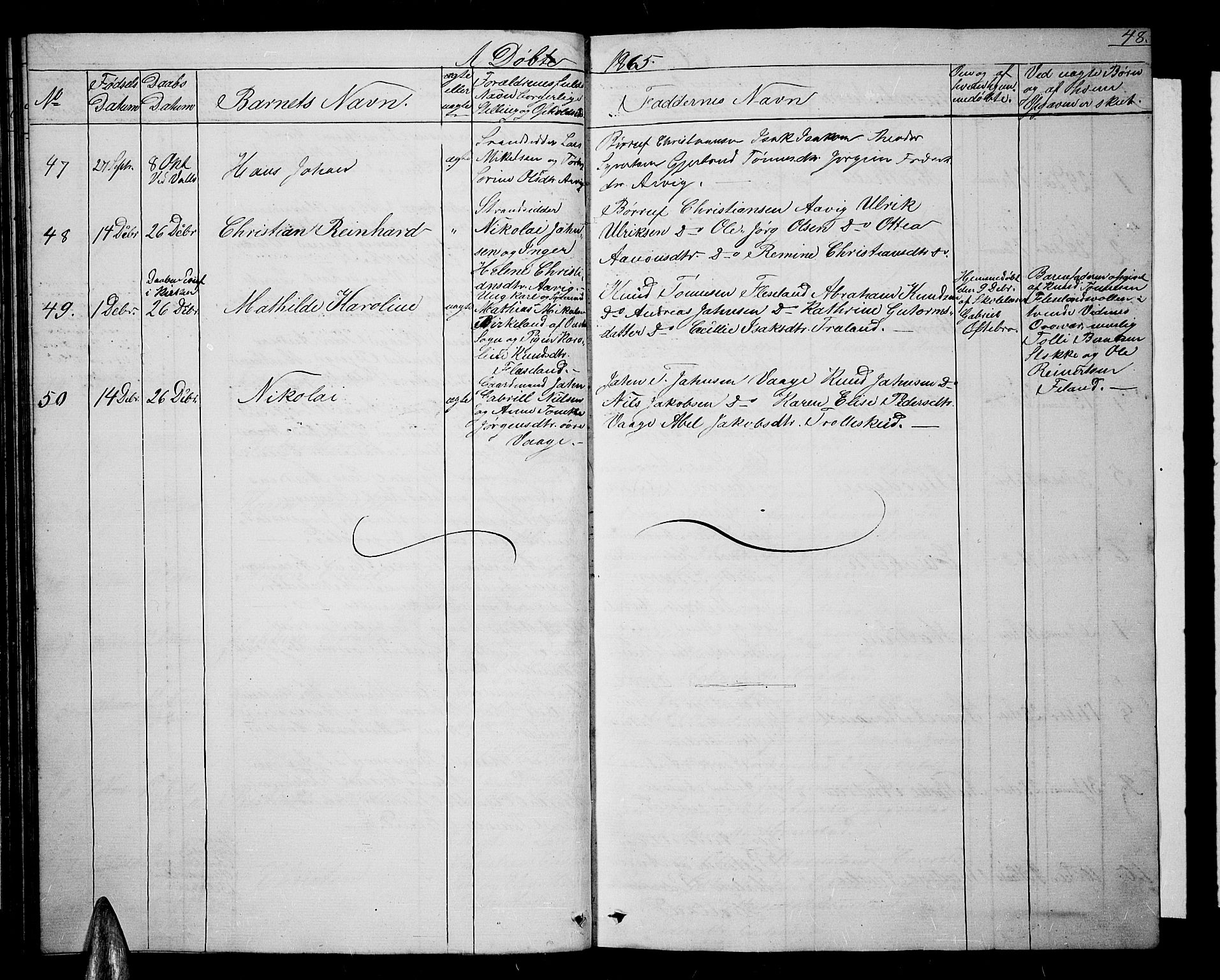 Sør-Audnedal sokneprestkontor, SAK/1111-0039/F/Fb/Fba/L0002: Parish register (copy) no. B 2, 1853-1878, p. 48