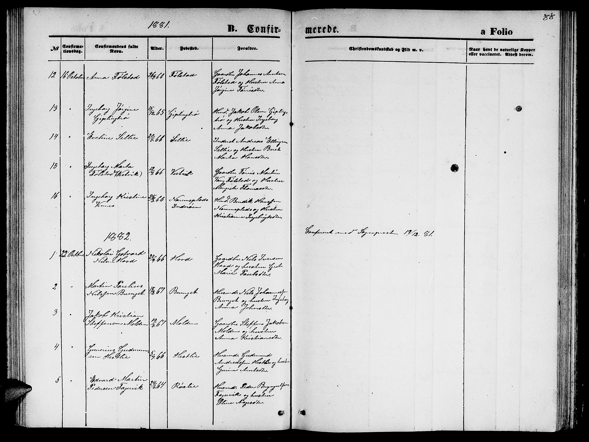 Ministerialprotokoller, klokkerbøker og fødselsregistre - Nord-Trøndelag, SAT/A-1458/744/L0422: Parish register (copy) no. 744C01, 1871-1885, p. 88