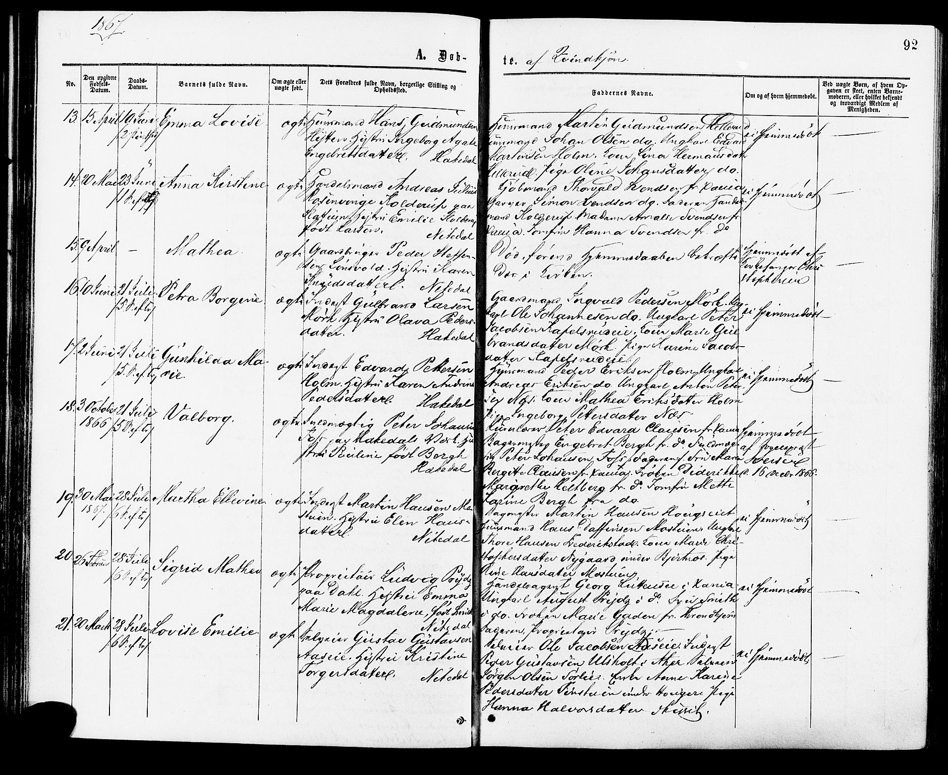 Nittedal prestekontor Kirkebøker, AV/SAO-A-10365a/F/Fa/L0006: Parish register (official) no. I 6, 1863-1878, p. 92