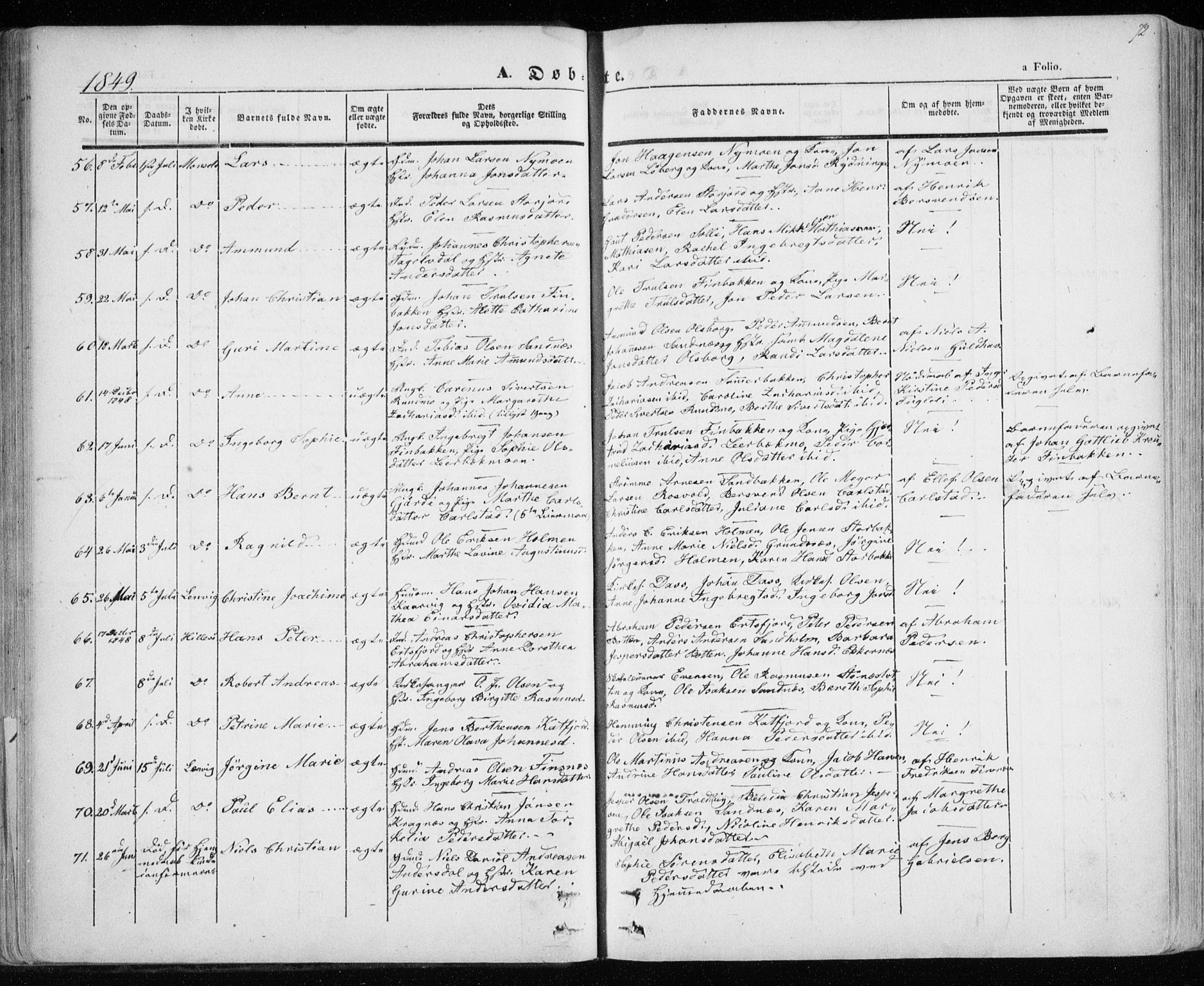 Lenvik sokneprestembete, SATØ/S-1310/H/Ha/Haa/L0006kirke: Parish register (official) no. 6, 1845-1854, p. 72