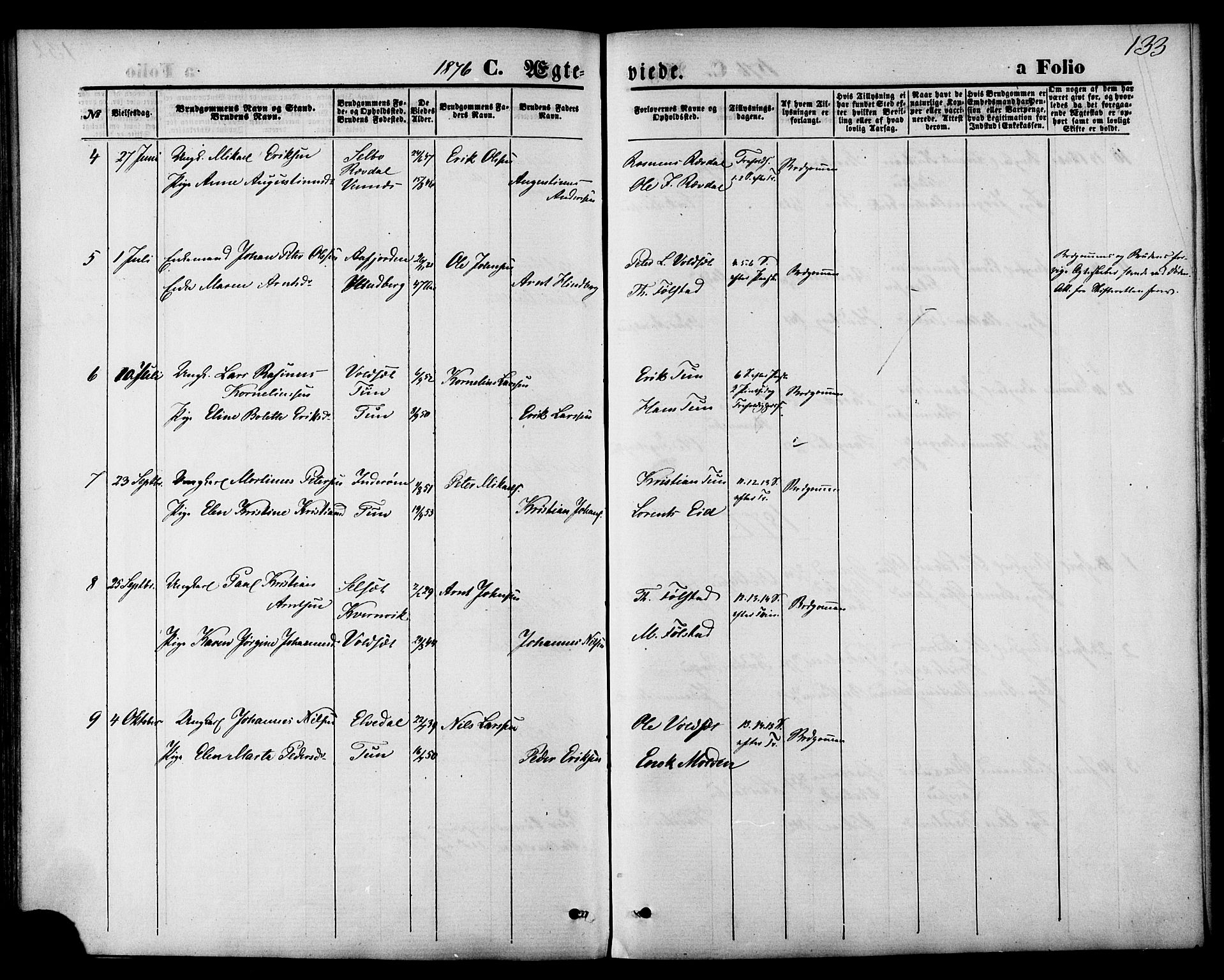 Ministerialprotokoller, klokkerbøker og fødselsregistre - Nord-Trøndelag, SAT/A-1458/744/L0419: Parish register (official) no. 744A03, 1867-1881, p. 133