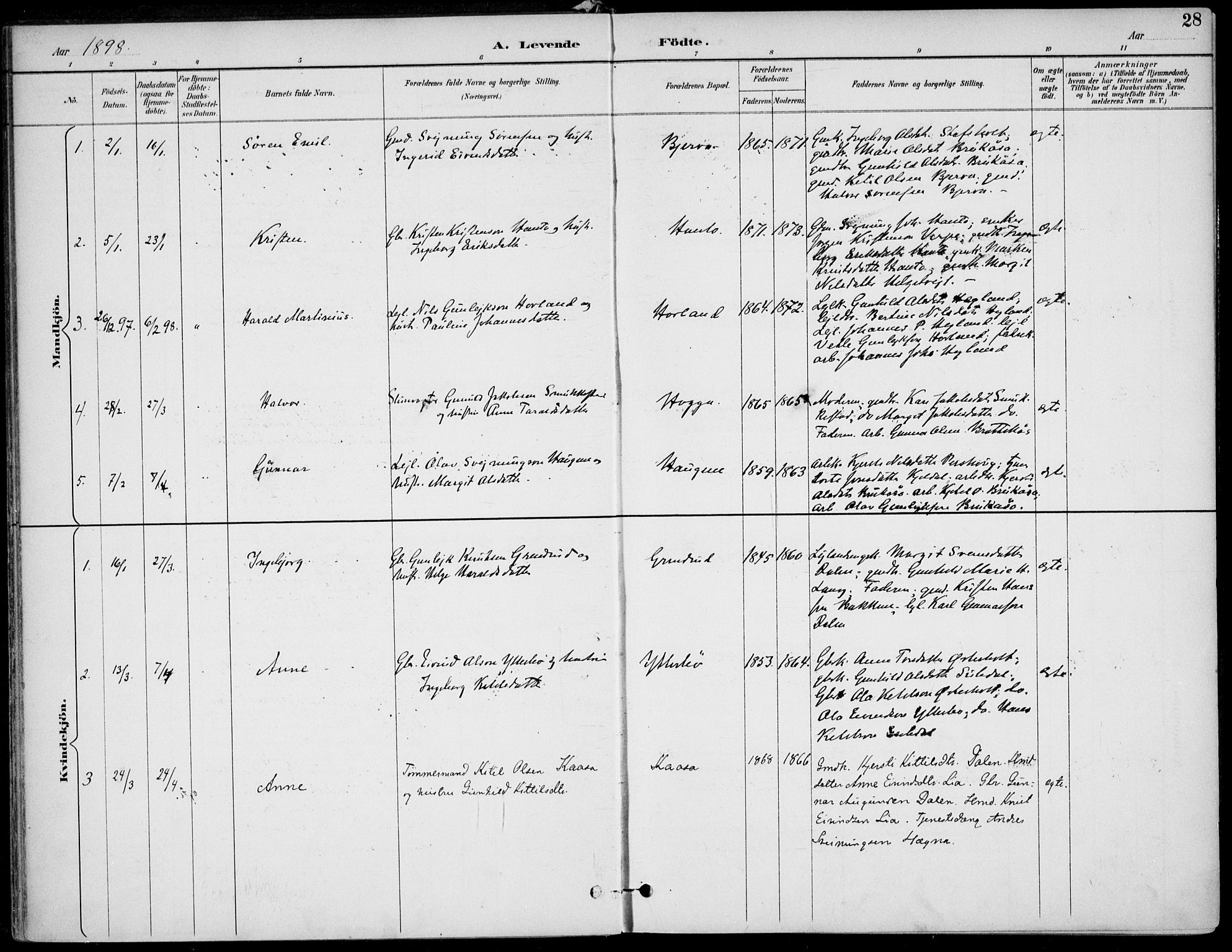 Lunde kirkebøker, SAKO/A-282/F/Fa/L0003: Parish register (official) no. I 3, 1893-1902, p. 28