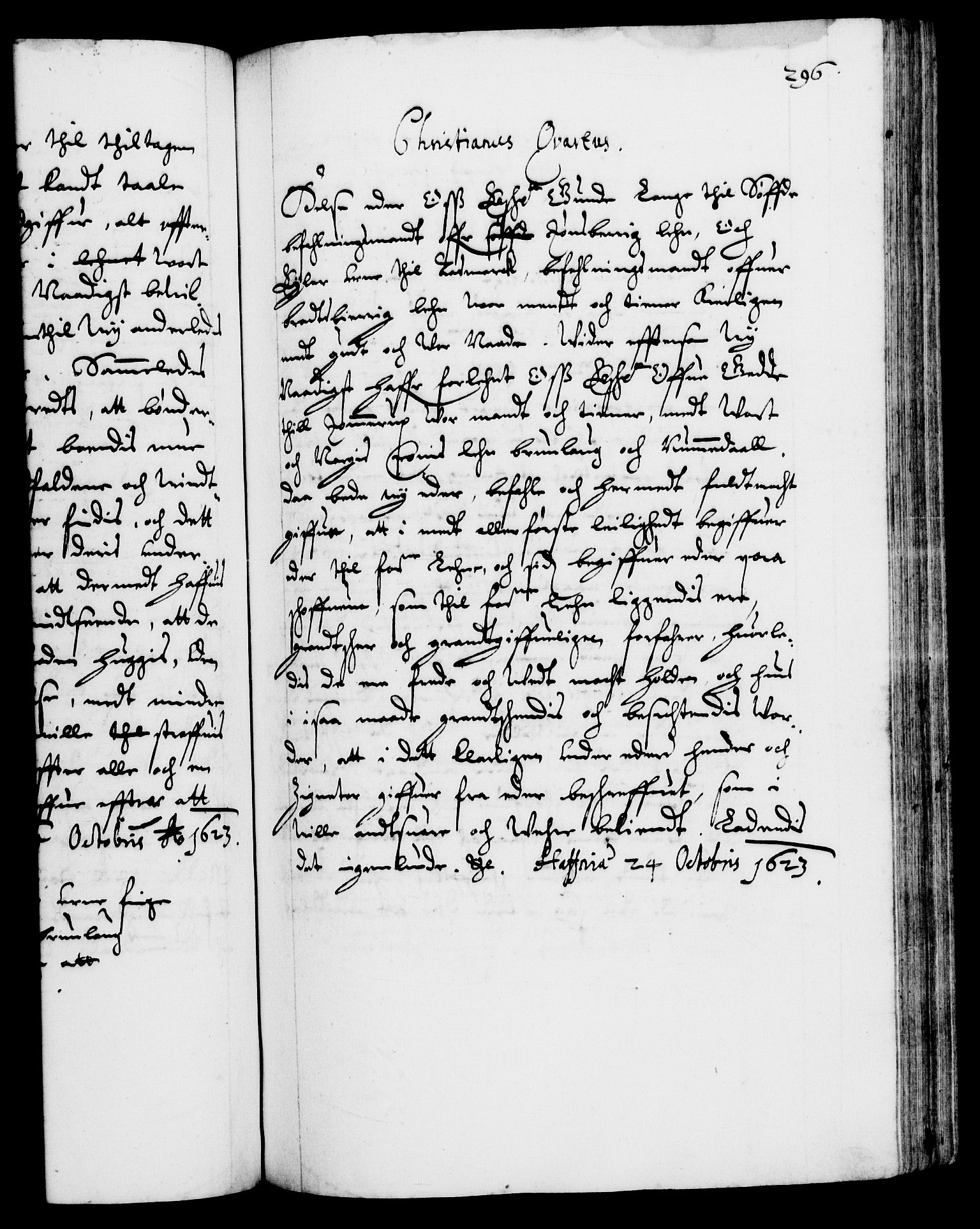 Danske Kanselli 1572-1799, RA/EA-3023/F/Fc/Fca/Fcaa/L0004: Norske registre (mikrofilm), 1617-1630, p. 296a