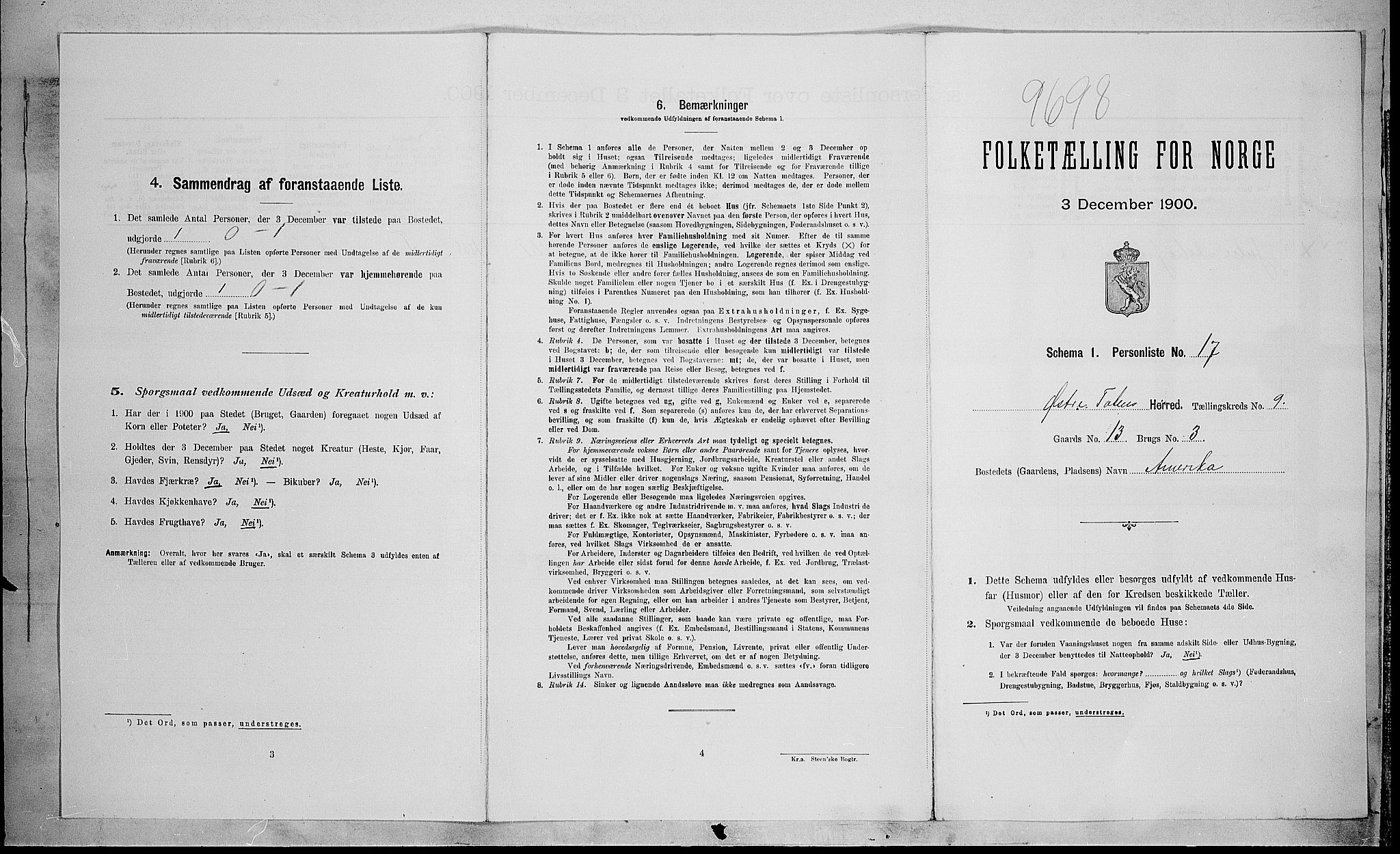 SAH, 1900 census for Østre Toten, 1900, p. 2529
