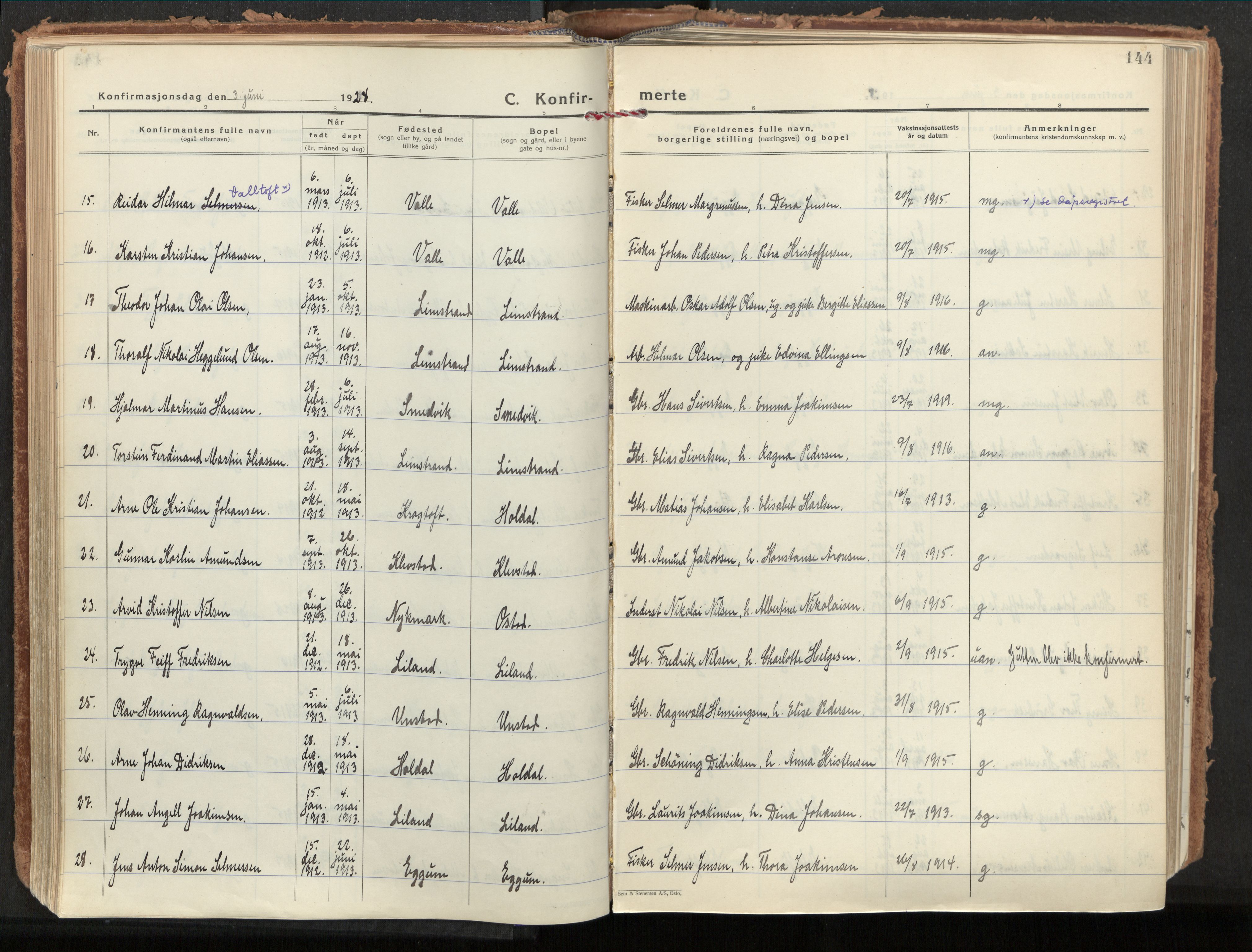 Ministerialprotokoller, klokkerbøker og fødselsregistre - Nordland, AV/SAT-A-1459/880/L1137: Parish register (official) no. 880A11, 1927-1944, p. 144