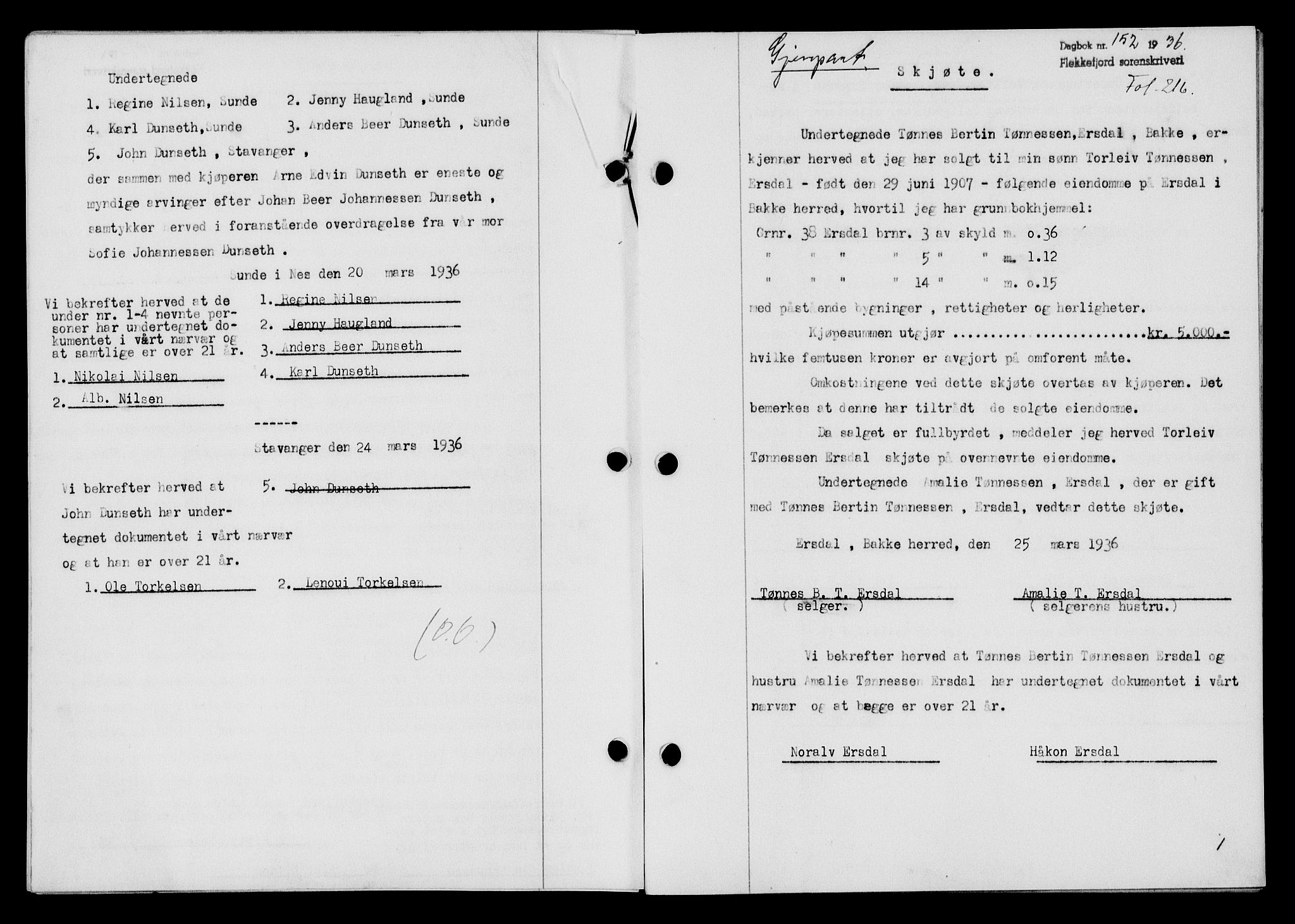 Flekkefjord sorenskriveri, SAK/1221-0001/G/Gb/Gba/L0052: Mortgage book no. 48, 1935-1936, Deed date: 28.03.1936
