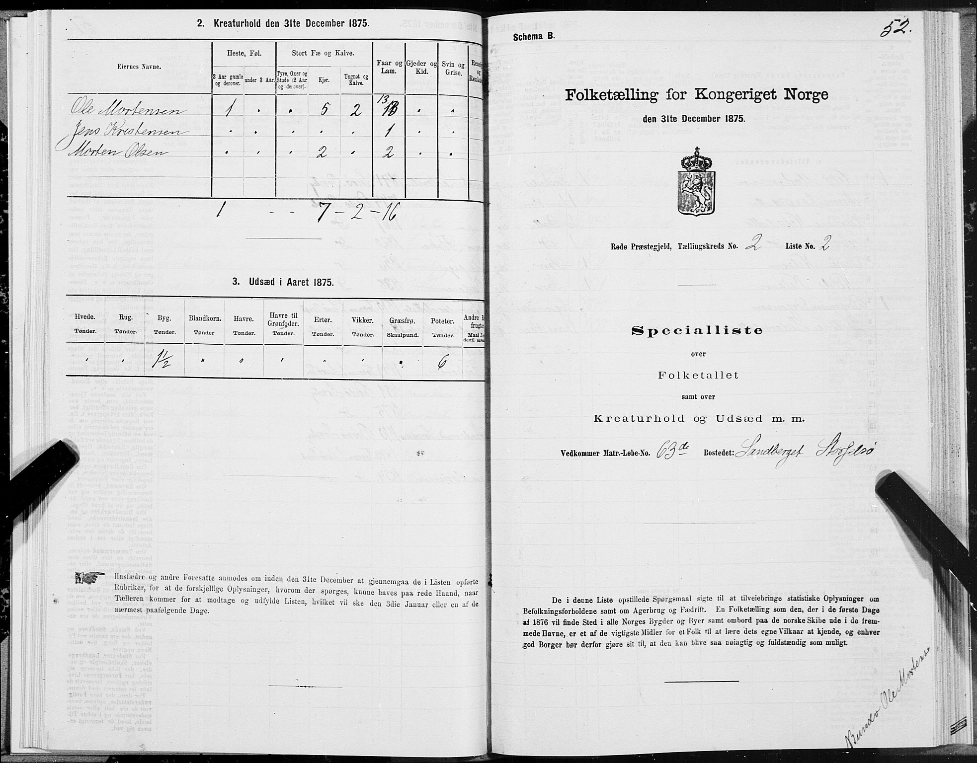 SAT, 1875 census for 1836P Rødøy, 1875, p. 1052