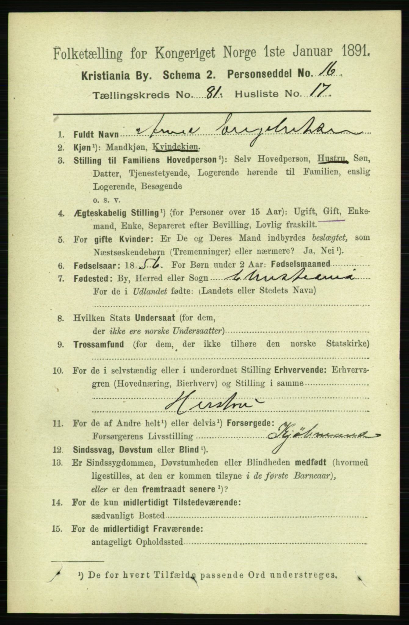 RA, 1891 census for 0301 Kristiania, 1891, p. 41864