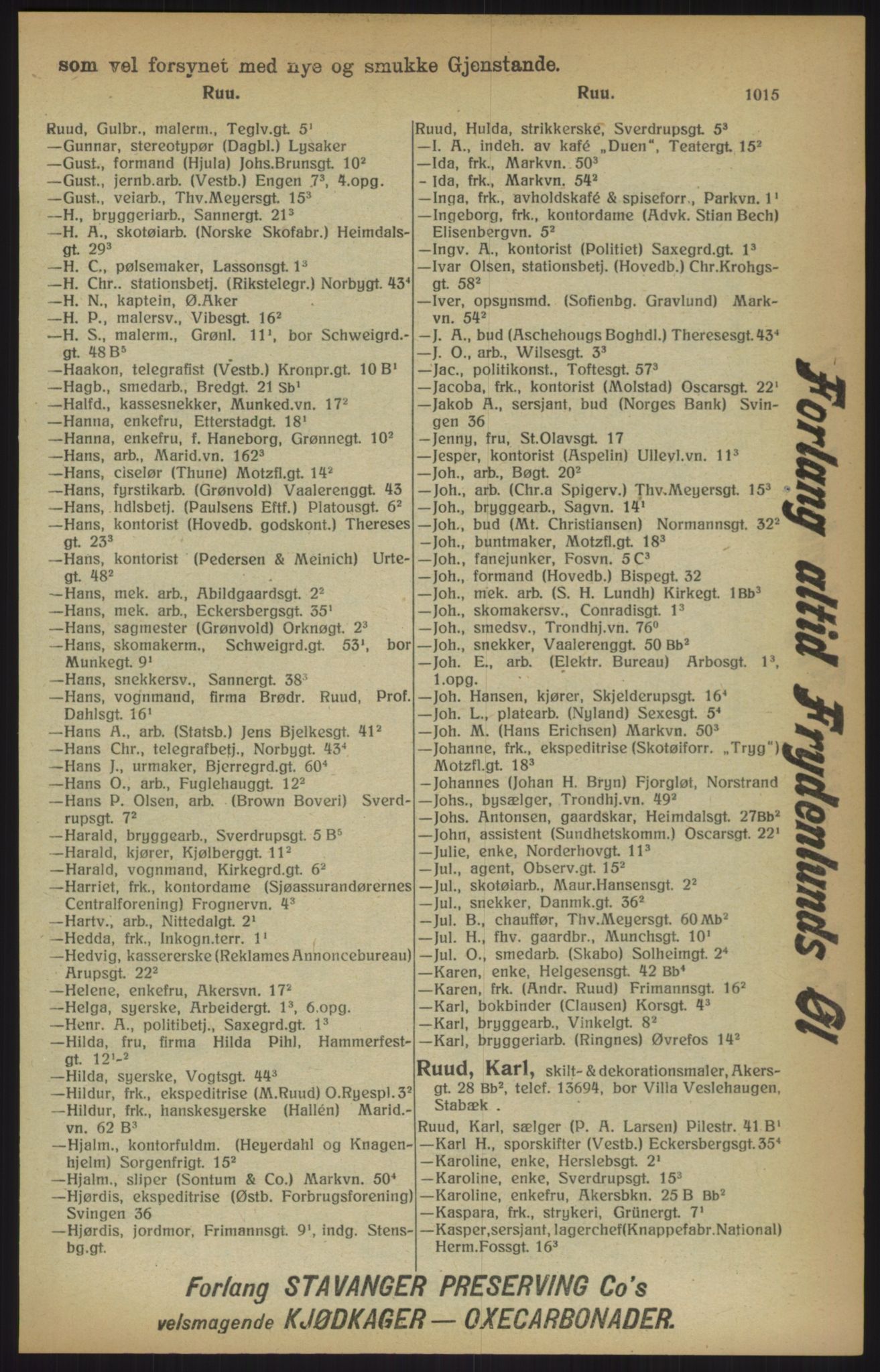 Kristiania/Oslo adressebok, PUBL/-, 1915, p. 1015