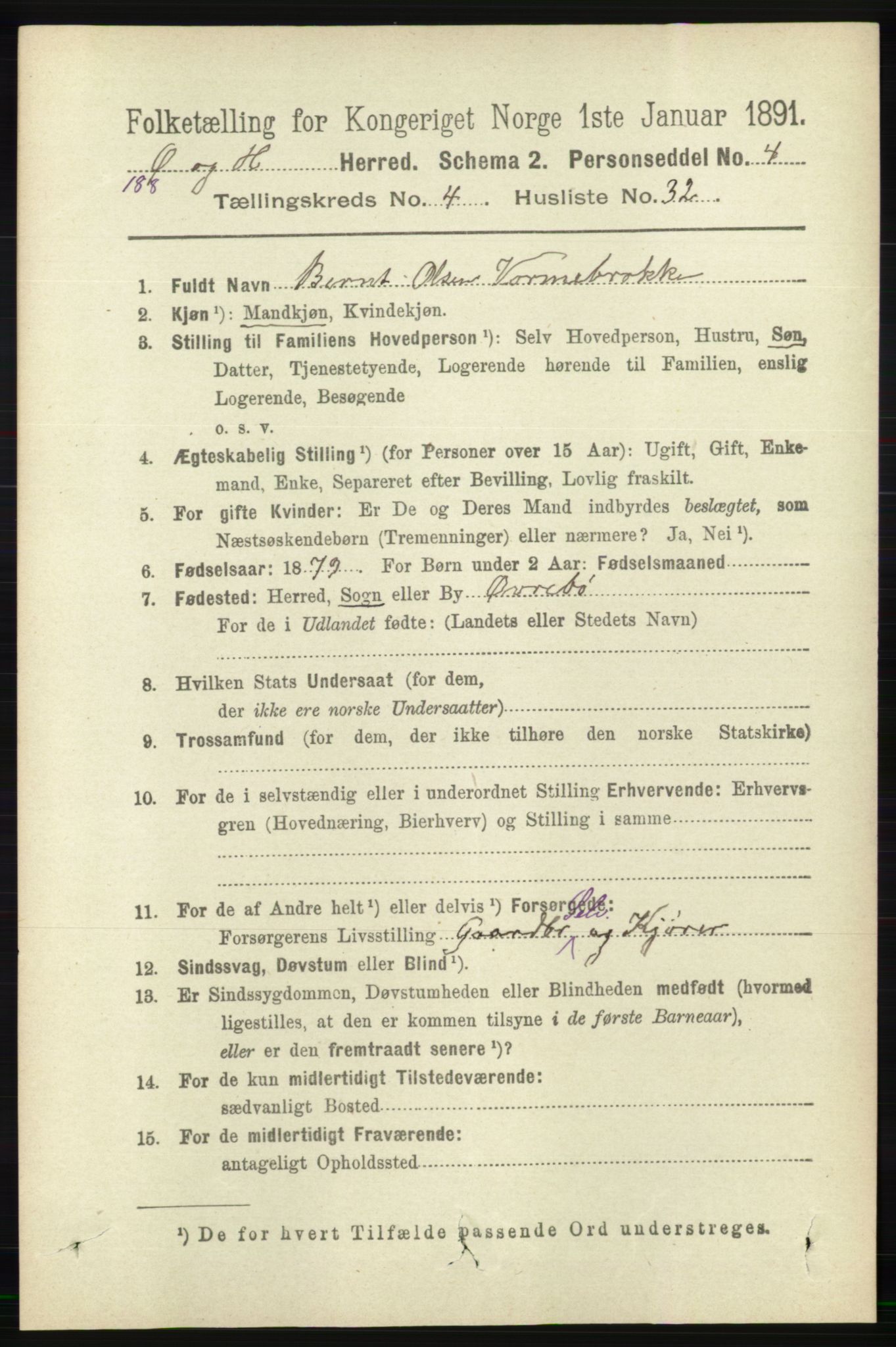 RA, 1891 census for 1016 Øvrebø og Hægeland, 1891, p. 891